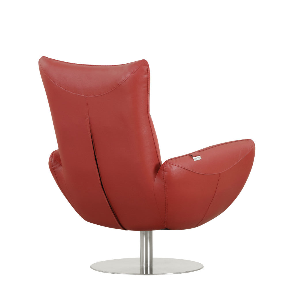 43" Red Contemporary Leather Lounge Chair