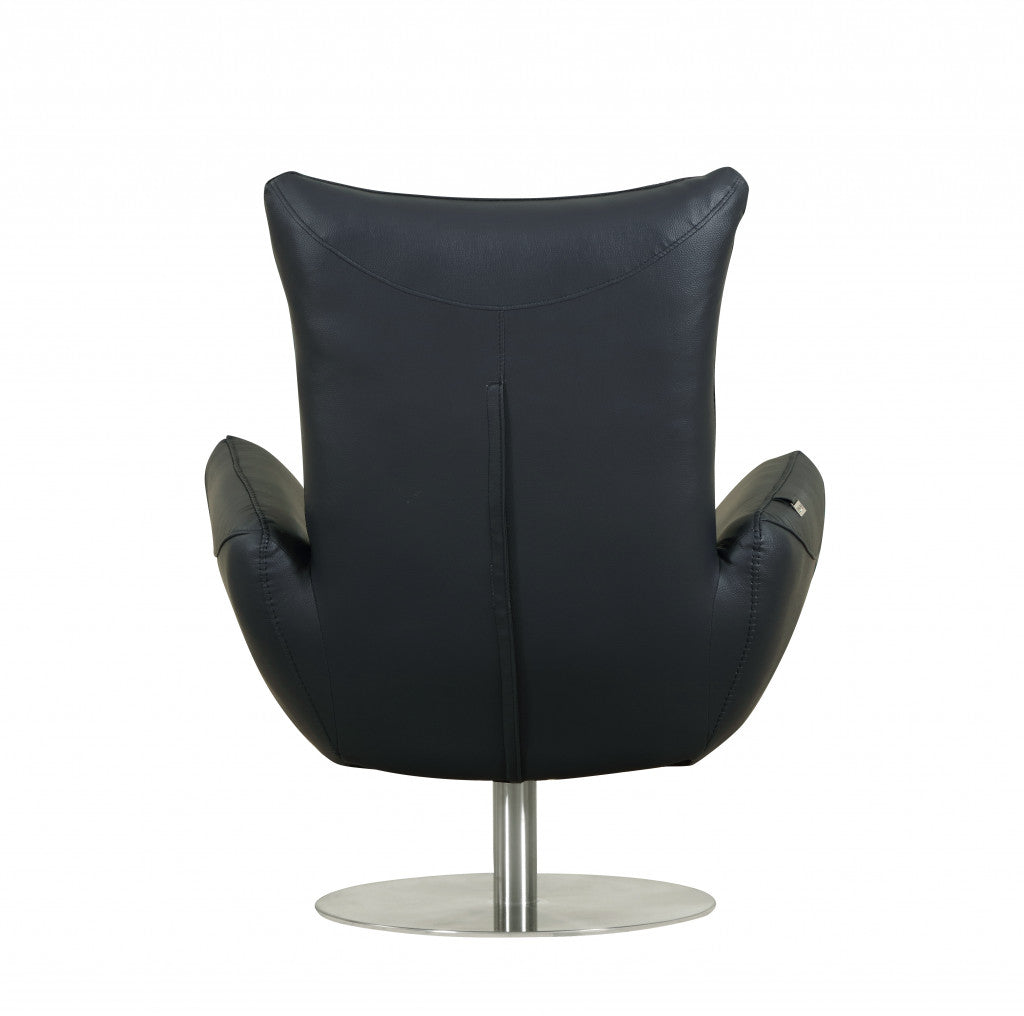 43" Navy Contemporary Leather Lounge Chair