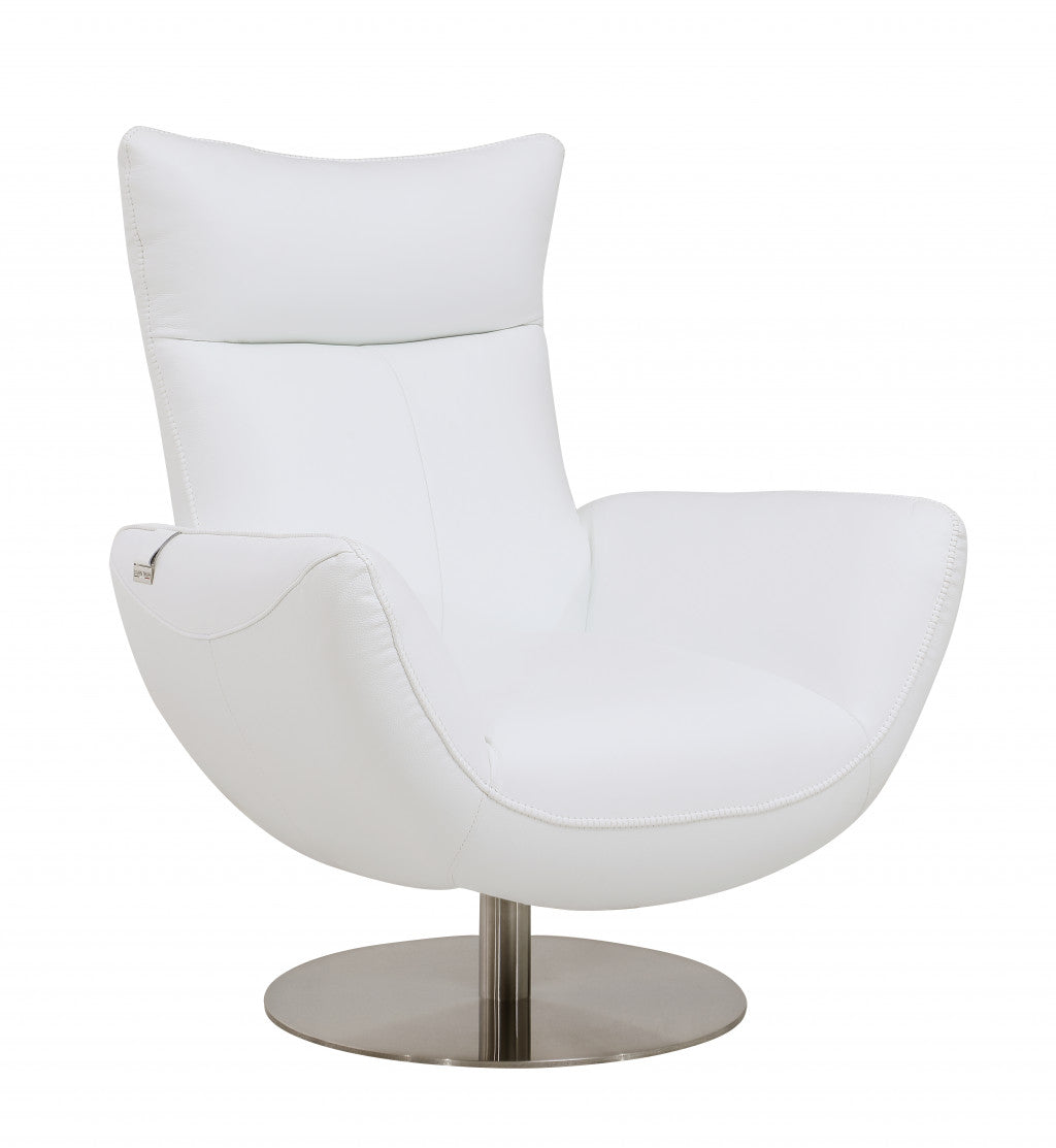 43" White Contemporary Leather Lounge Chair