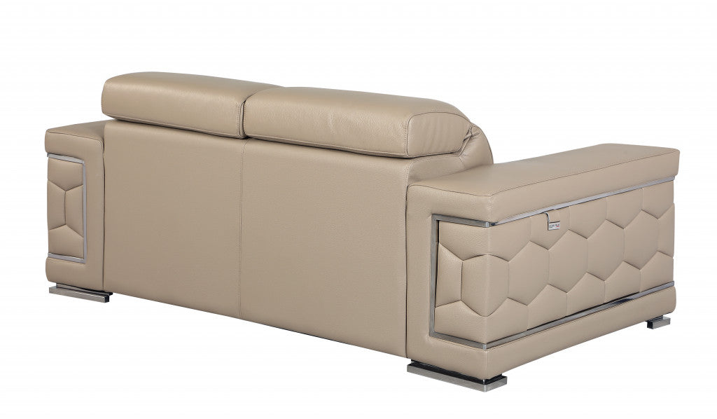 29To 38" Modern Beige Leather Loveseat