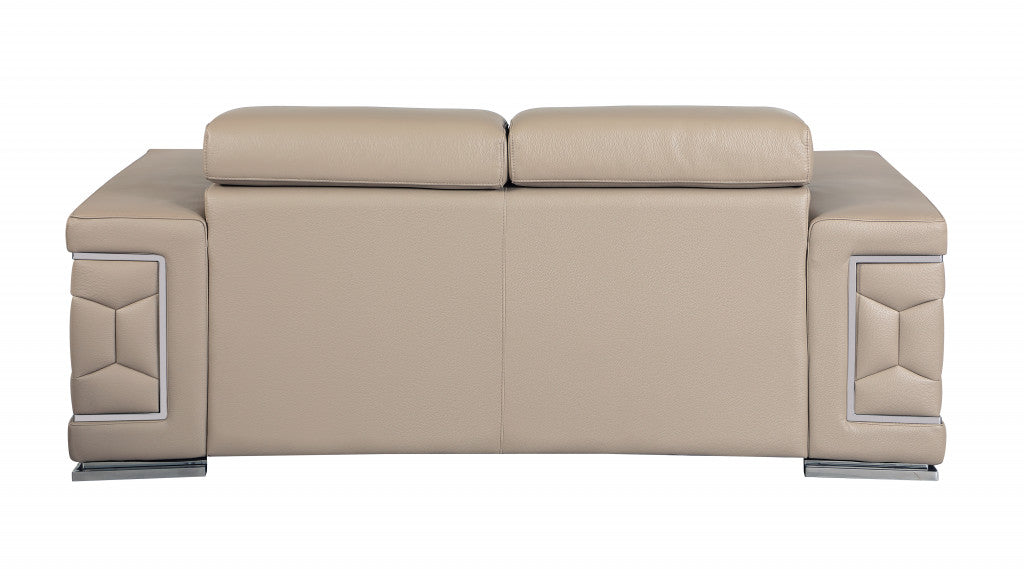 29To 38" Modern Beige Leather Loveseat