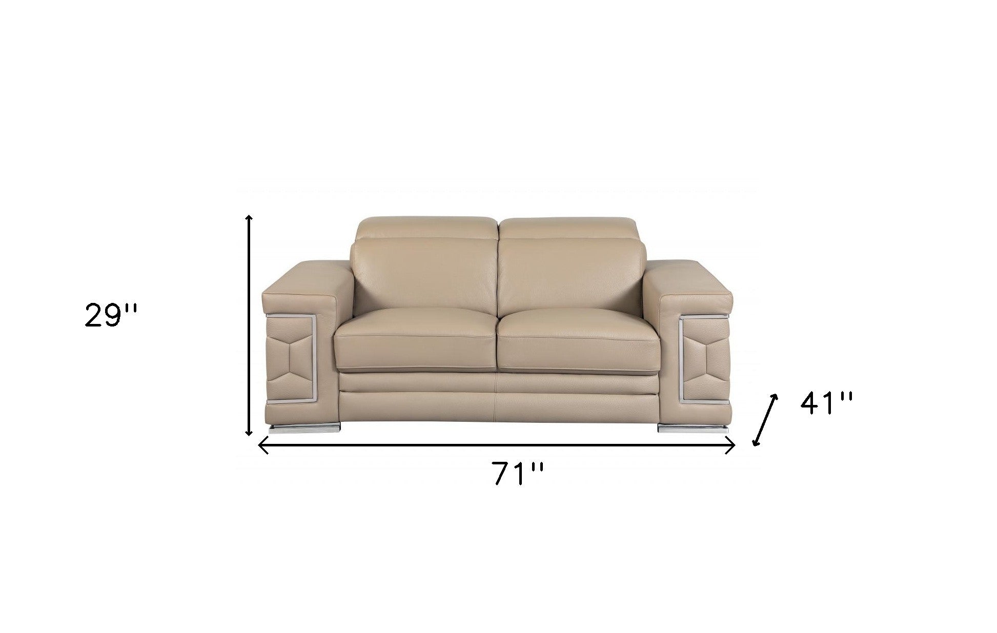 29To 38" Modern Beige Leather Loveseat