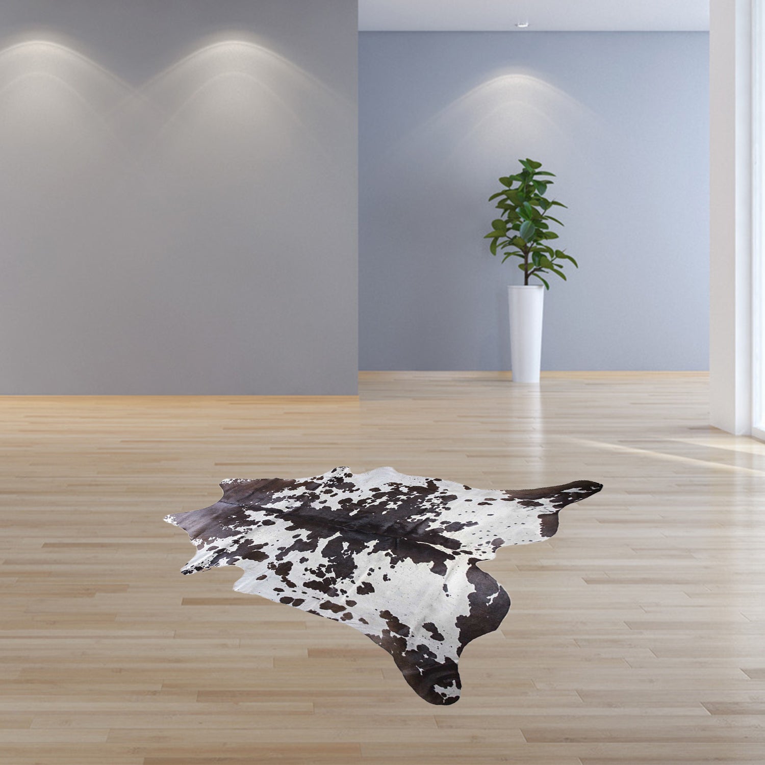 72" X 84" White And Chocolate Cowhide  Rug