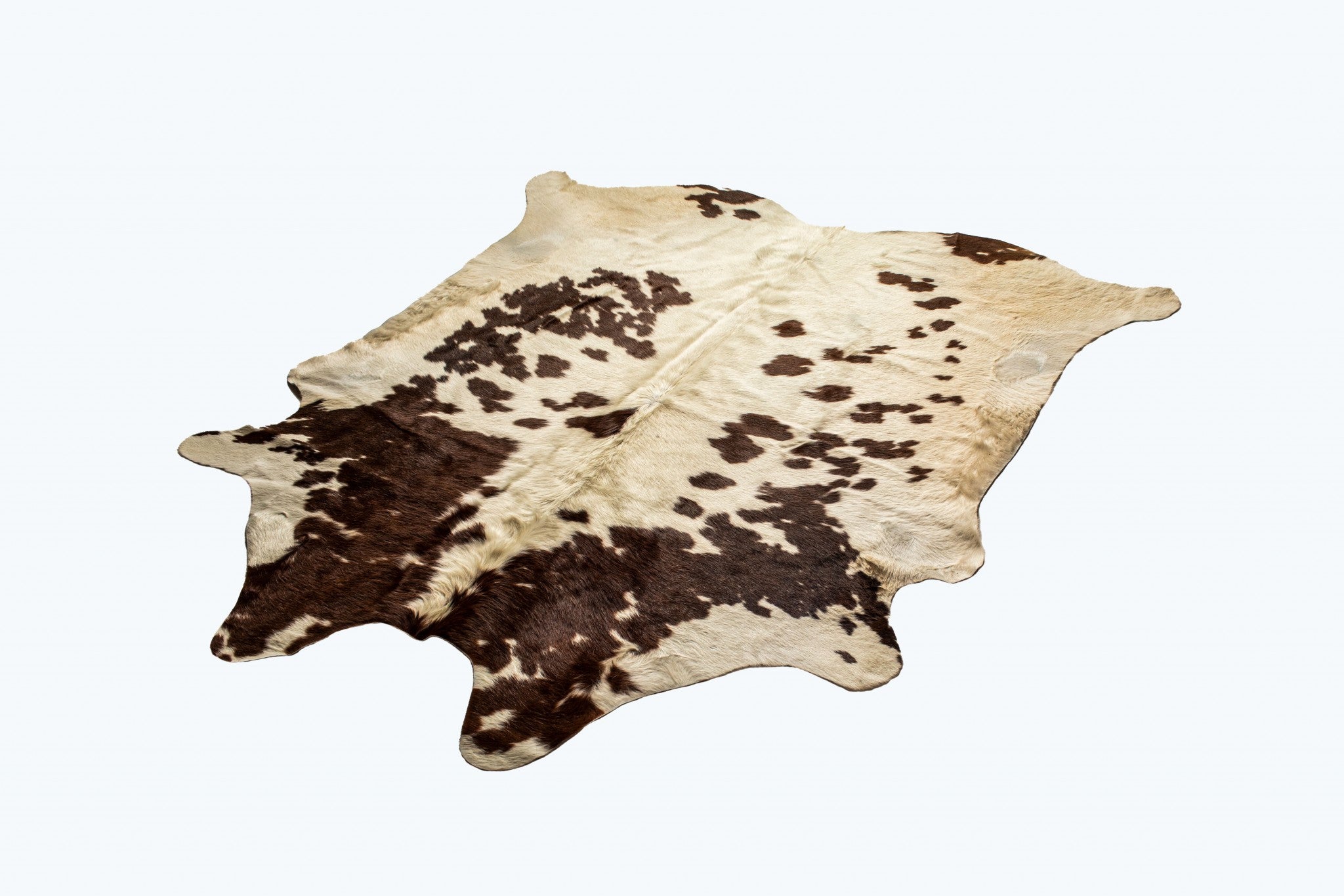 72" X 84" White And Brown Cowhide  Rug