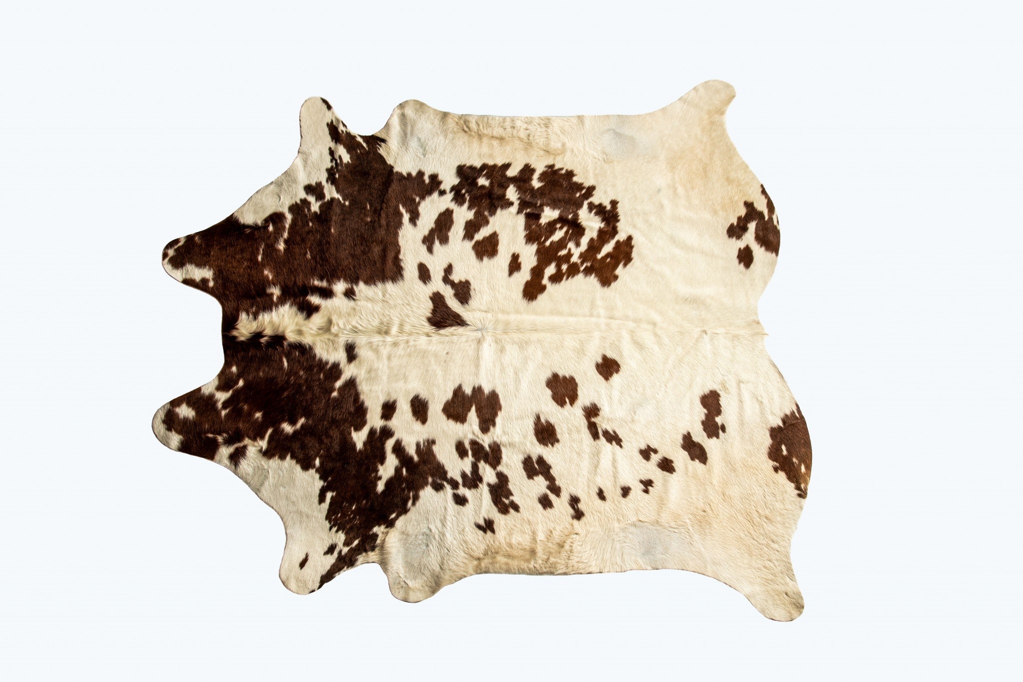 72" X 84" White And Brown Cowhide  Rug