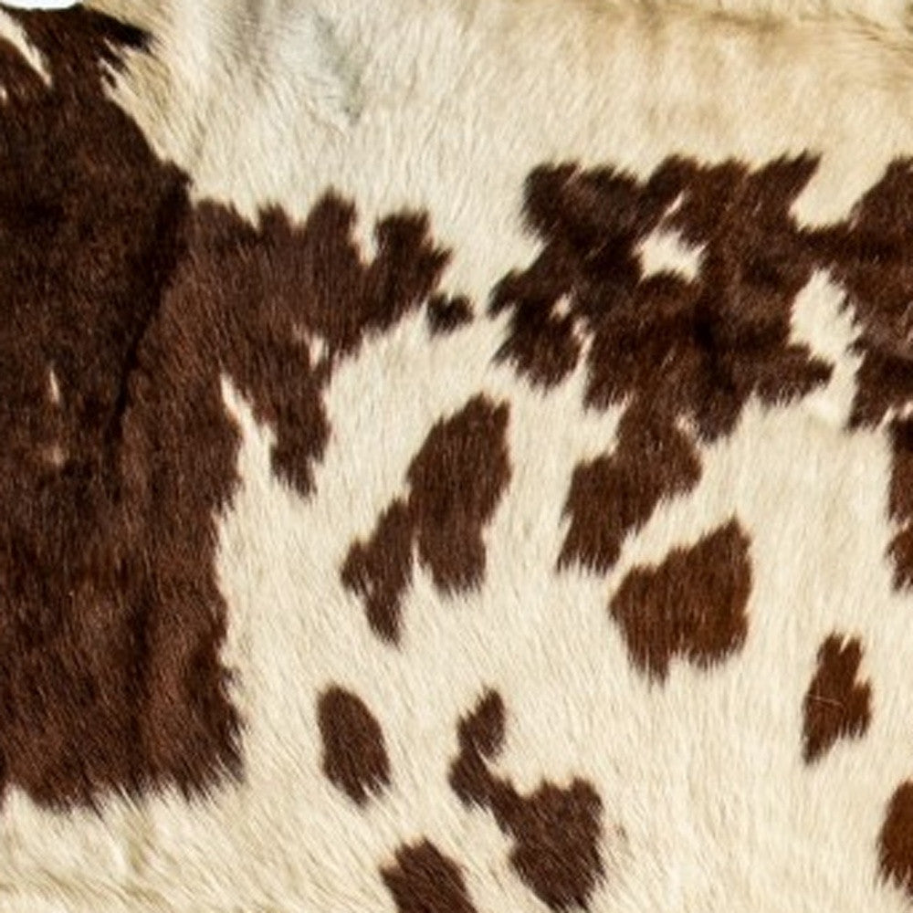 72" X 84" White And Brown Cowhide  Rug