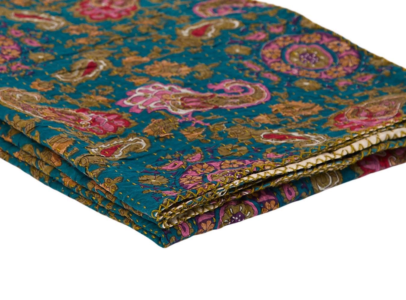 50" X 70" Multicolored Kantha Cotton - Throw