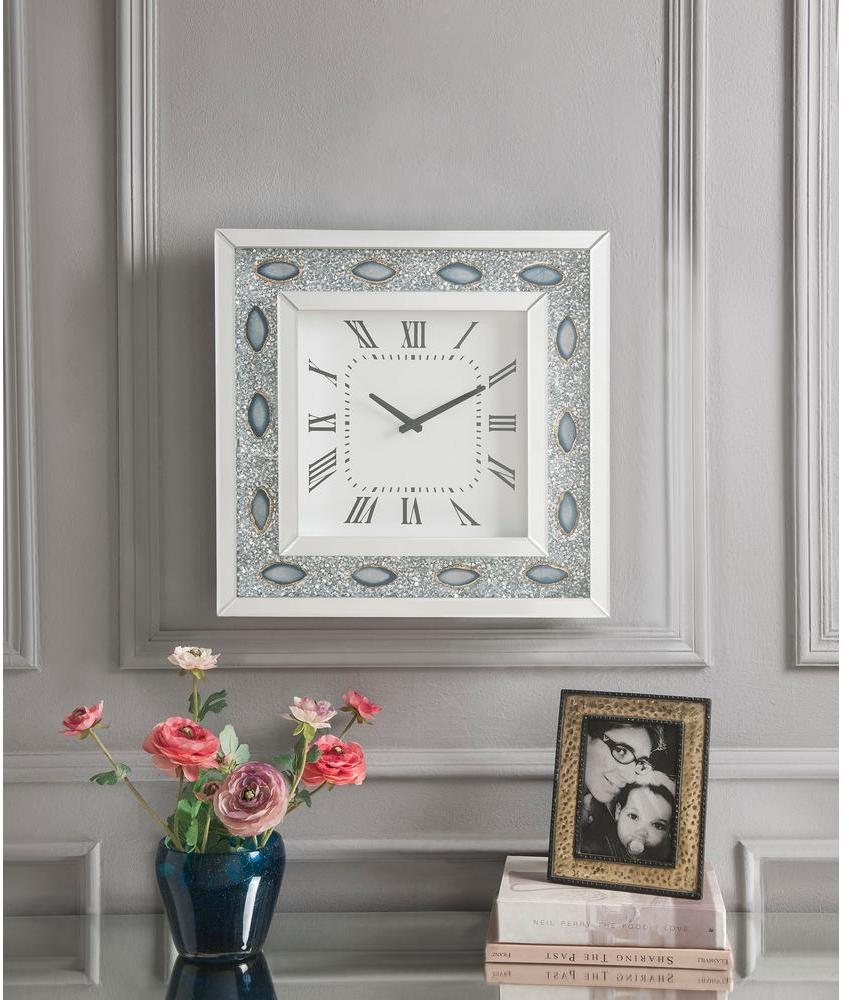 Mirrored Faux Crystal And Agate Wall Clock