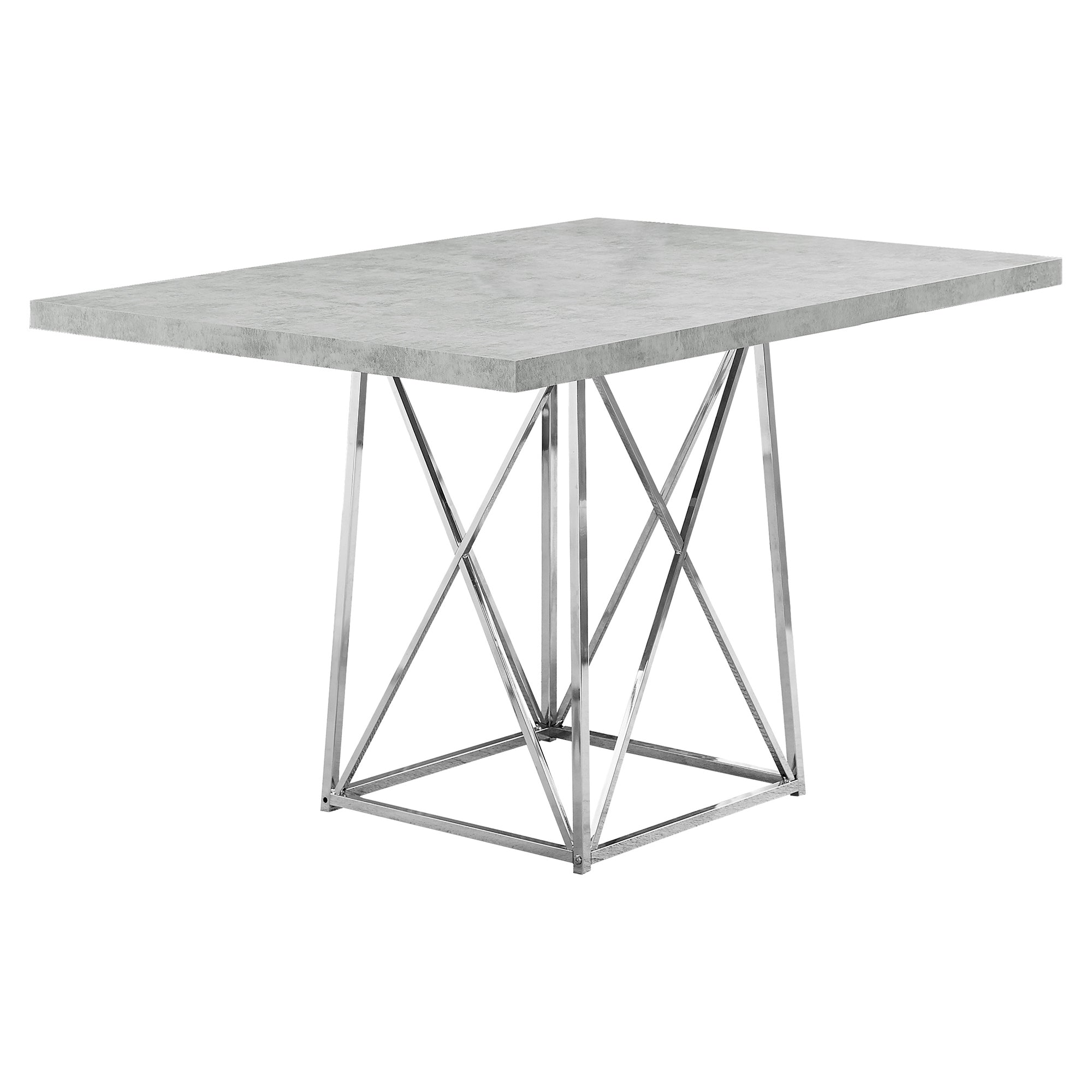 36" Gray and Silver Metal Dining Table