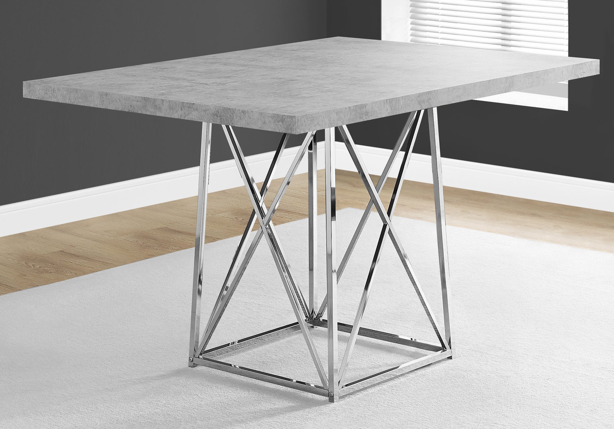 36" Gray and Silver Metal Dining Table