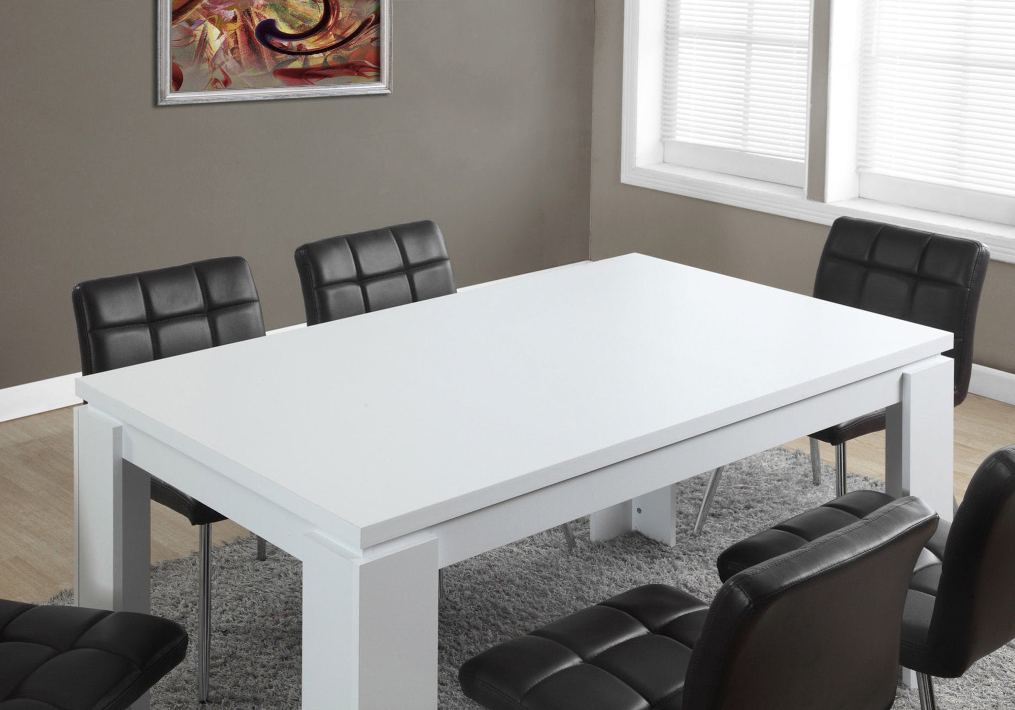 140" White Solid Wood And Metal Dining Table