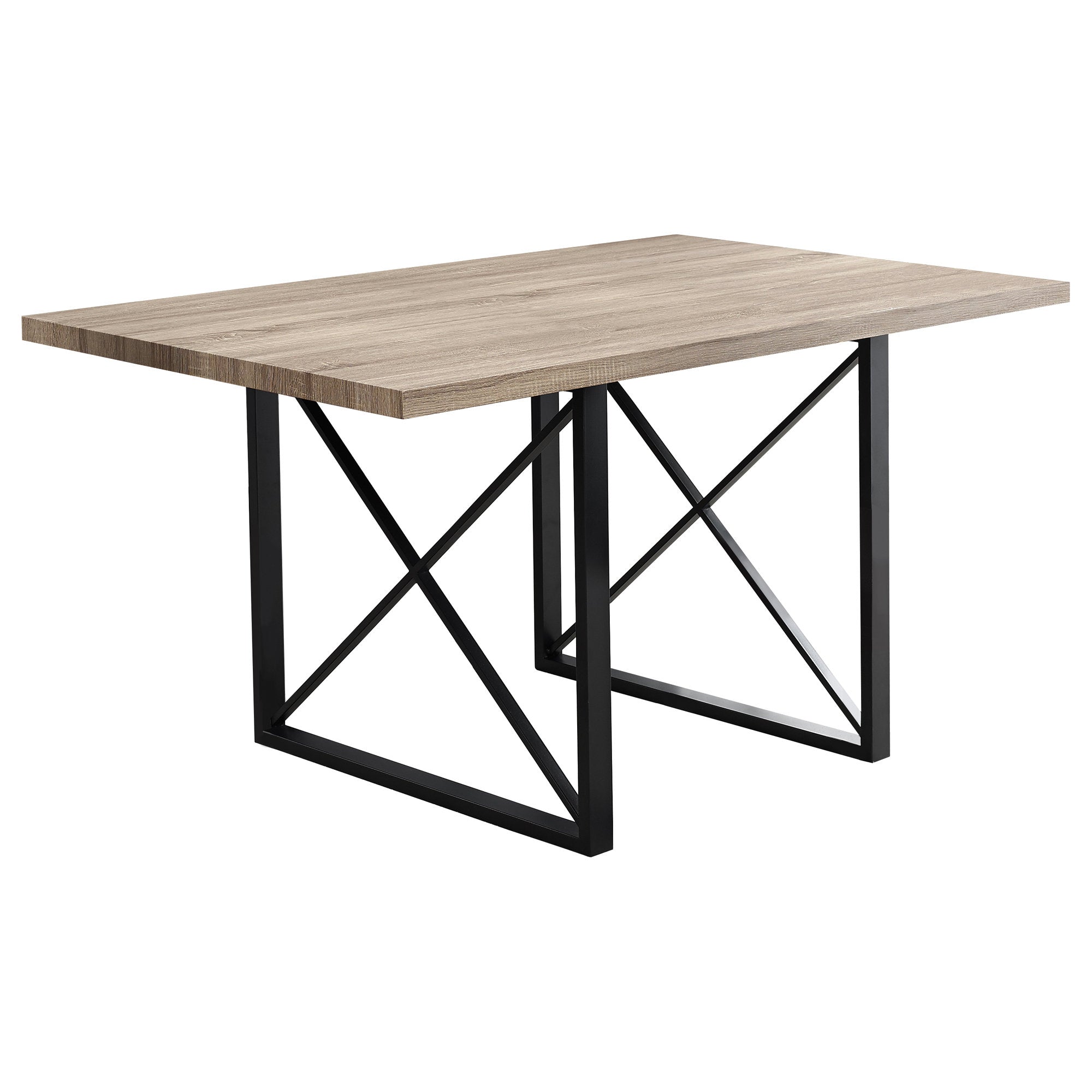 60" Dark Taupe And Black Rectangular Manufactured Wood And Metal Dining Table