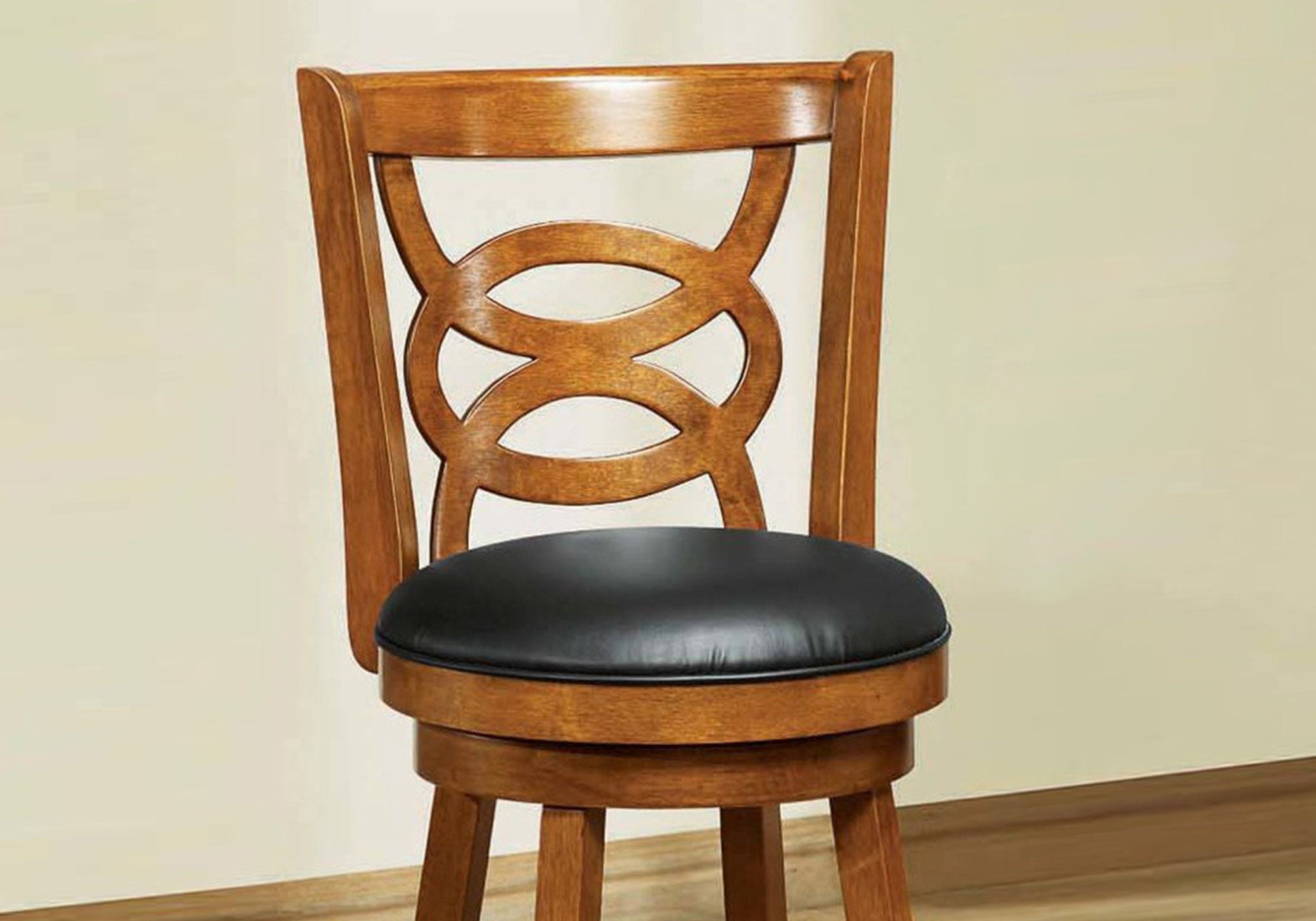 Set Of Two 78" Black And Brown Solid Wood Bar Chairs With Footrest