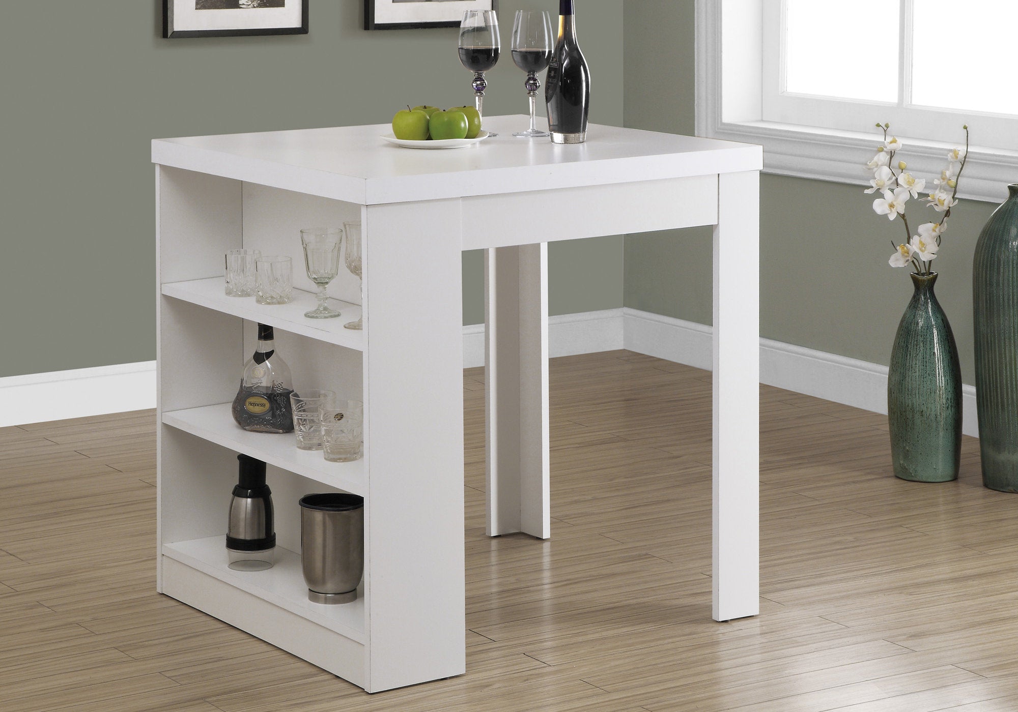 36" White Rectangular Manufactured Wood Dining Table