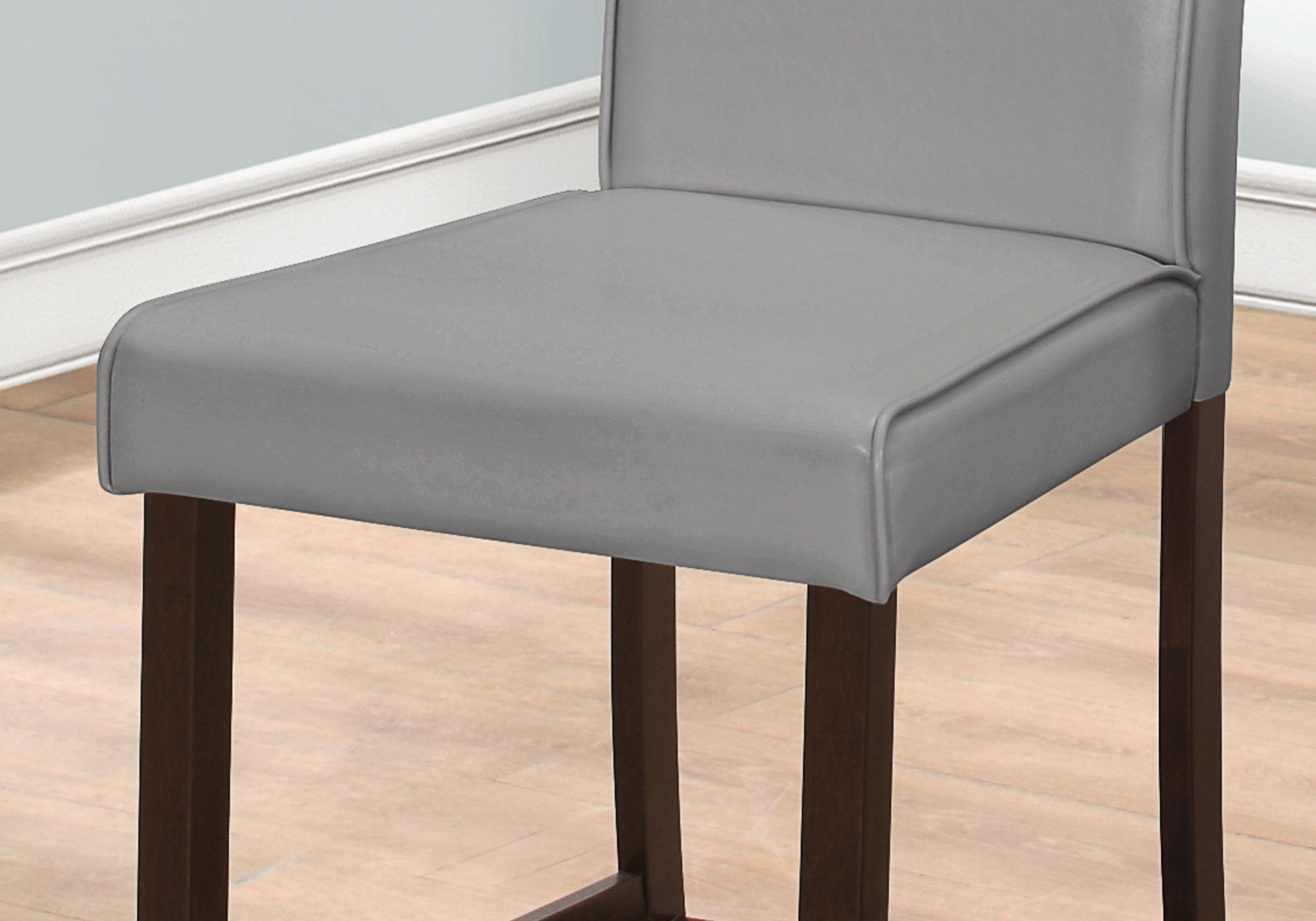 Set Of Two Grey Faux Leather Counter Height Dining Chairs