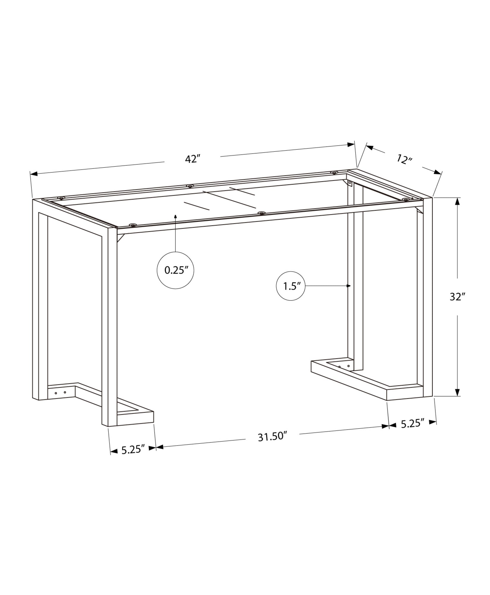 42" Clear And Black Glass Console Table