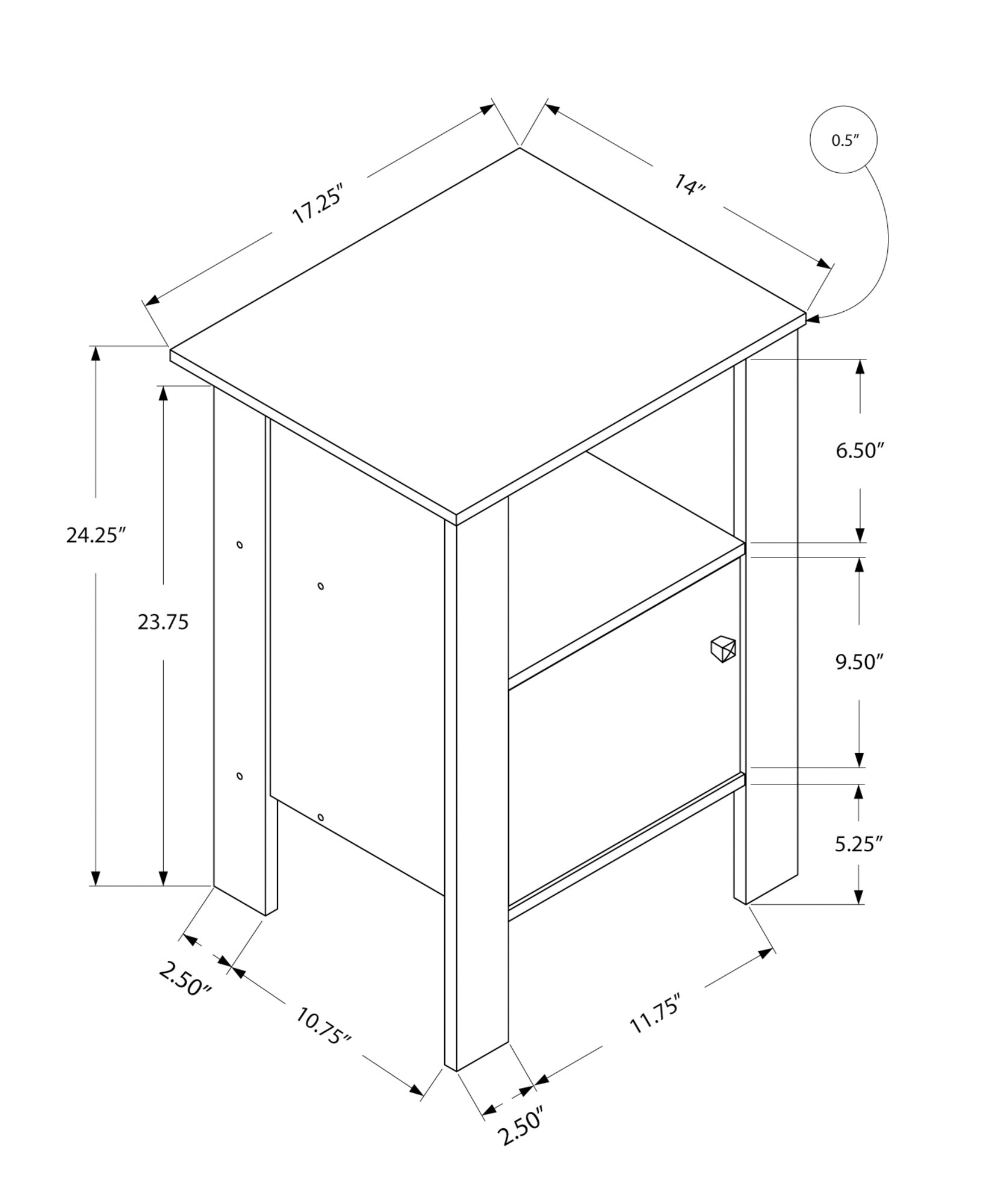 24" Black Nightstand