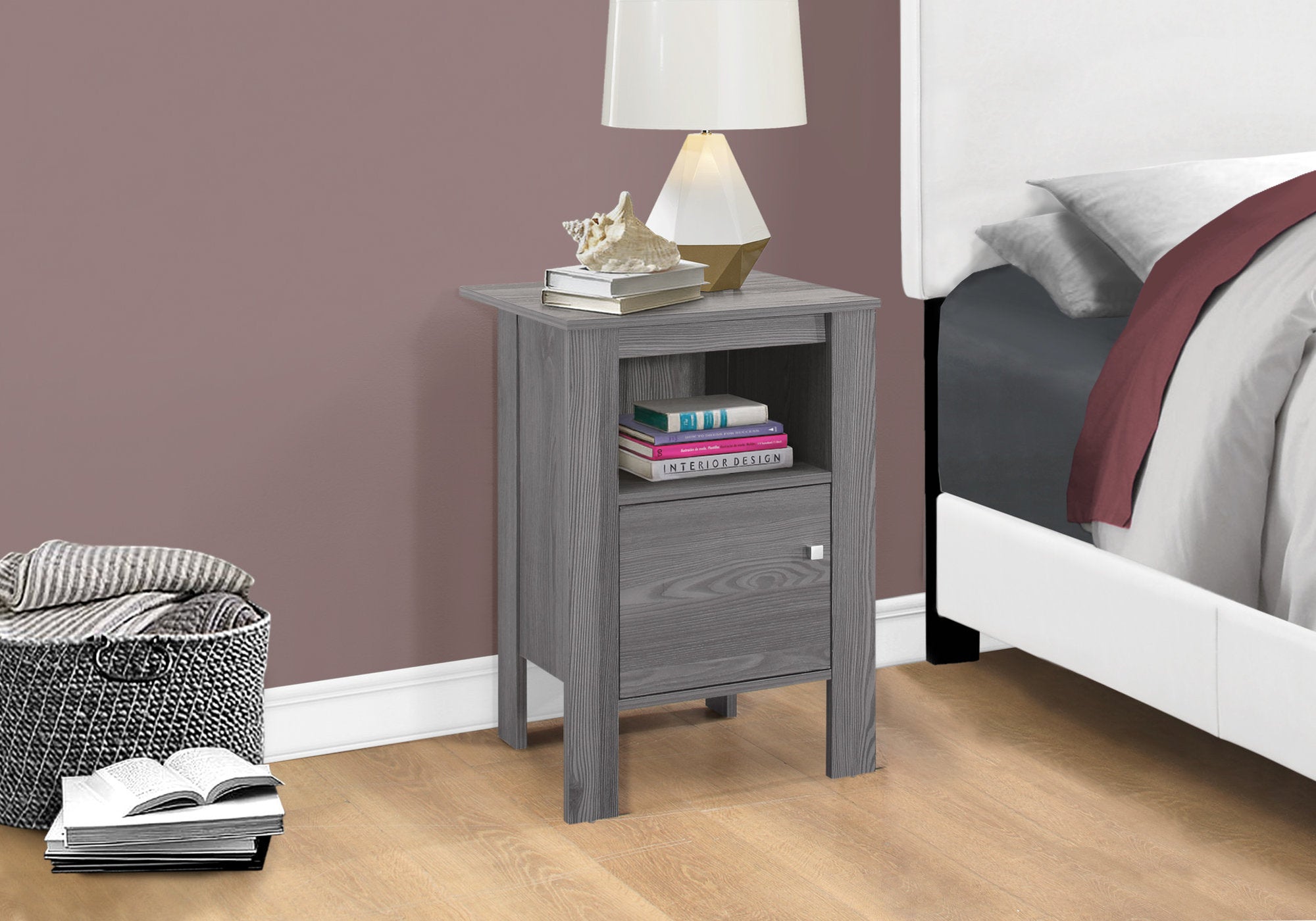 24" Gray End Table With Shelf