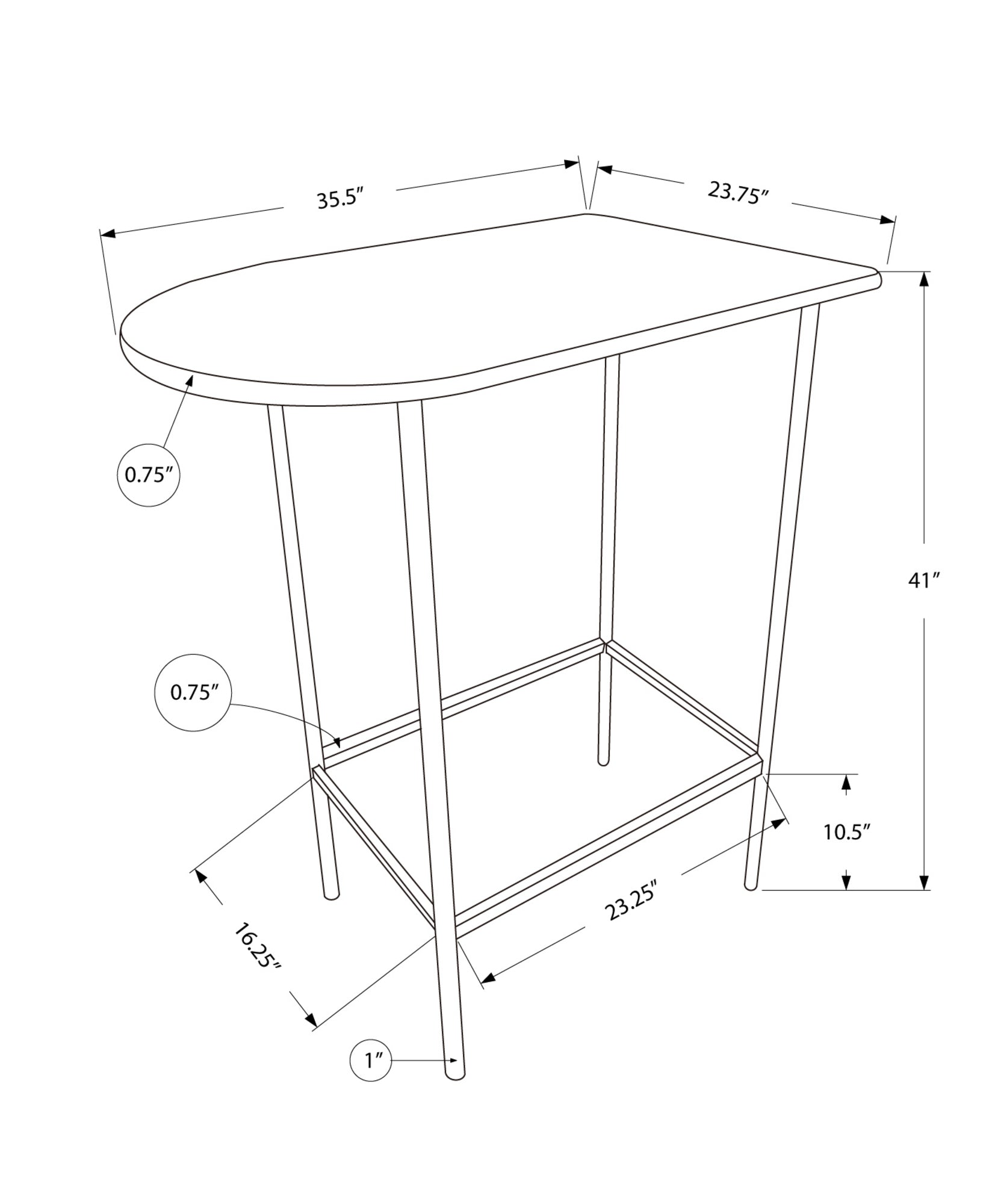 24" Brown And Black Free Form Manufactured Wood Bar Table