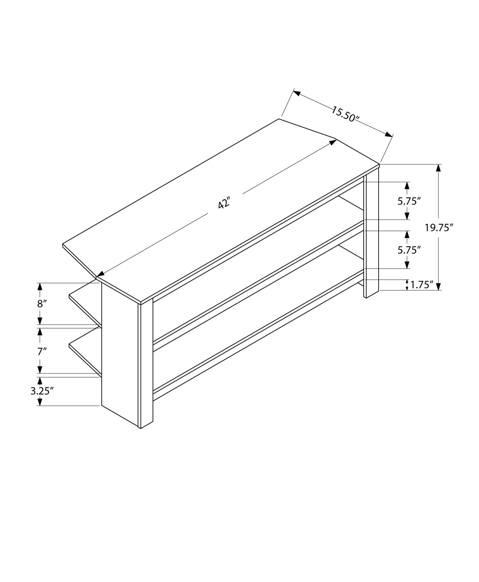 16" White Particleboard Open Shelving TV Stand