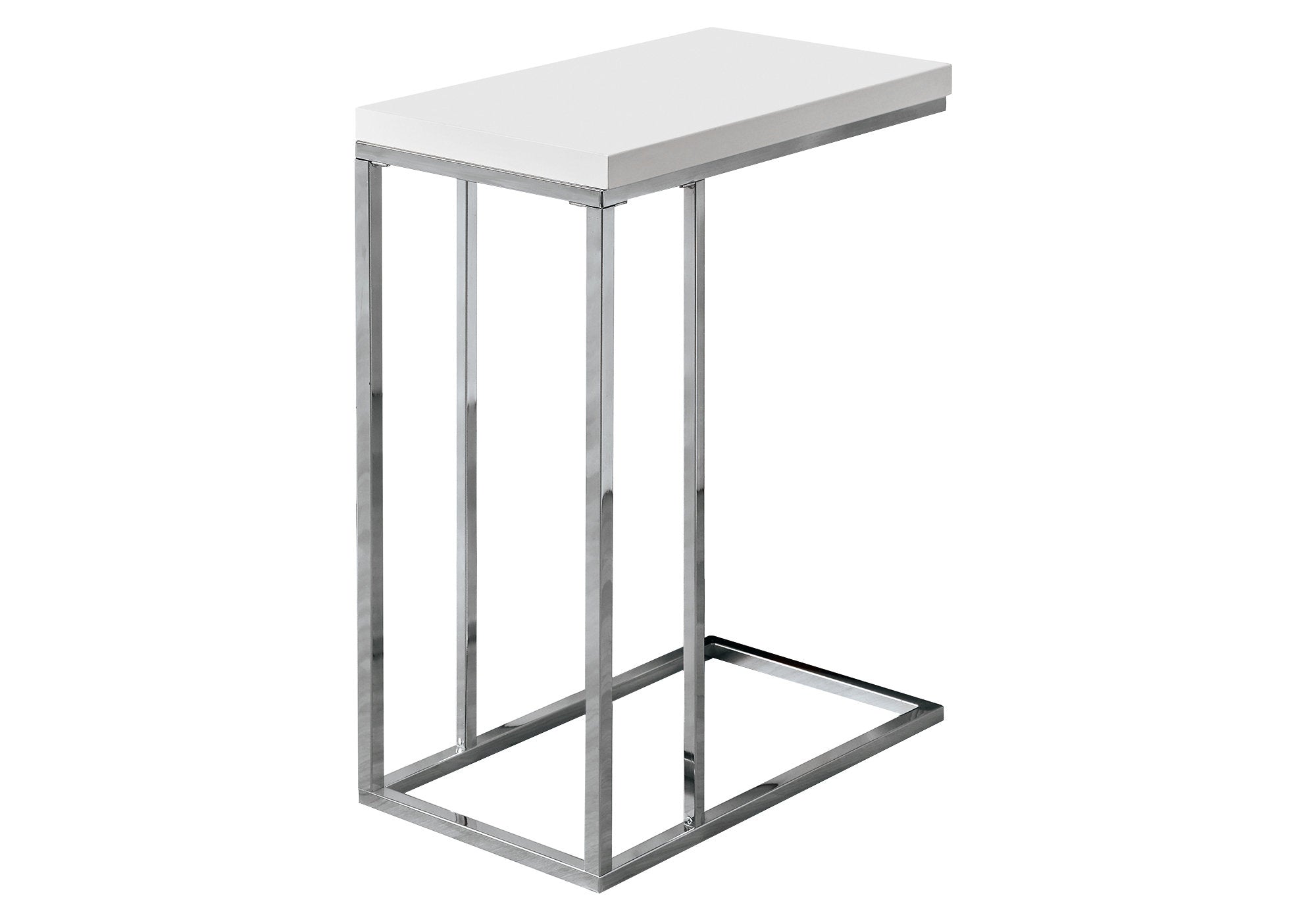 18.25" X 10.25" X 25.25" White Particle Board Metal  Accent Table