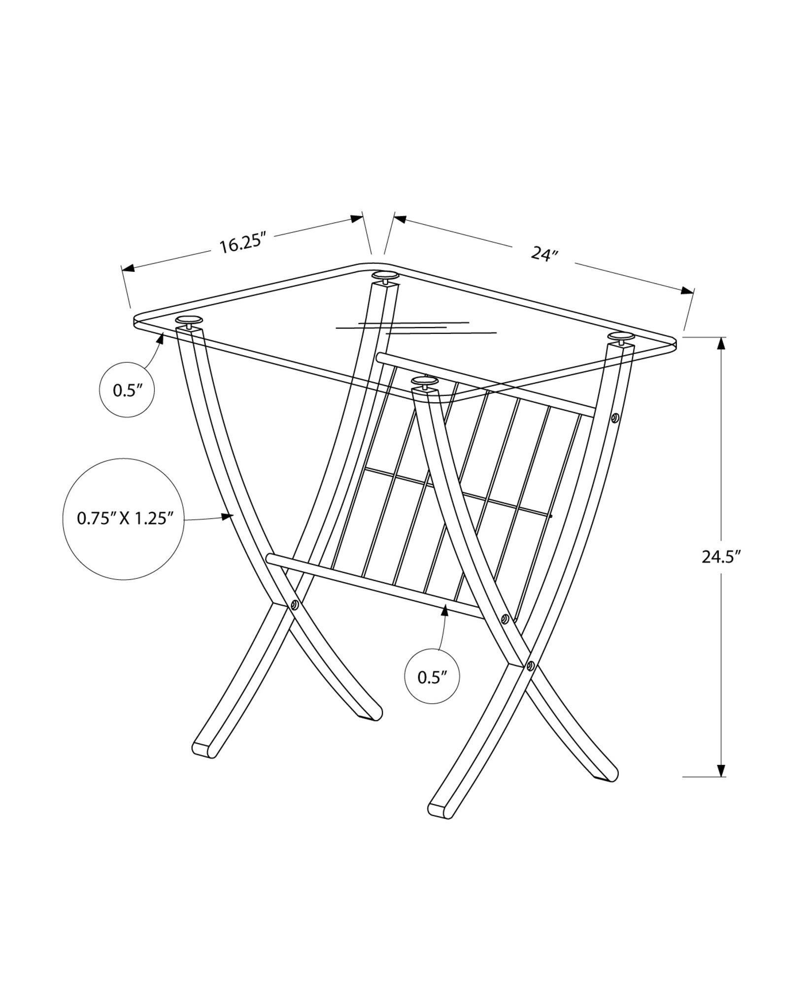 25" Brown And Clear Glass End Table