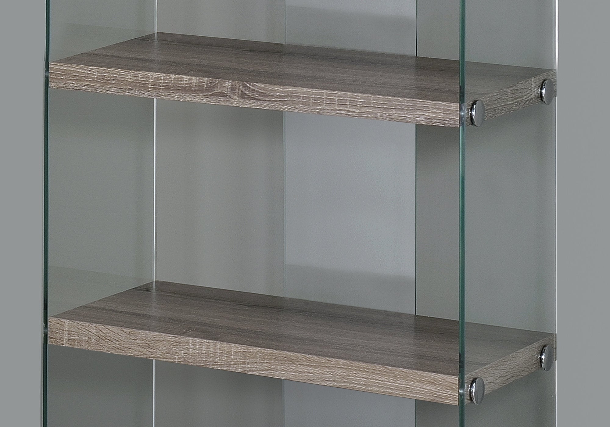 60" Particle Board And Clear Tempered Glass Bookcase