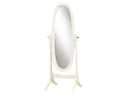 White Oval Cheval Standing Mirror