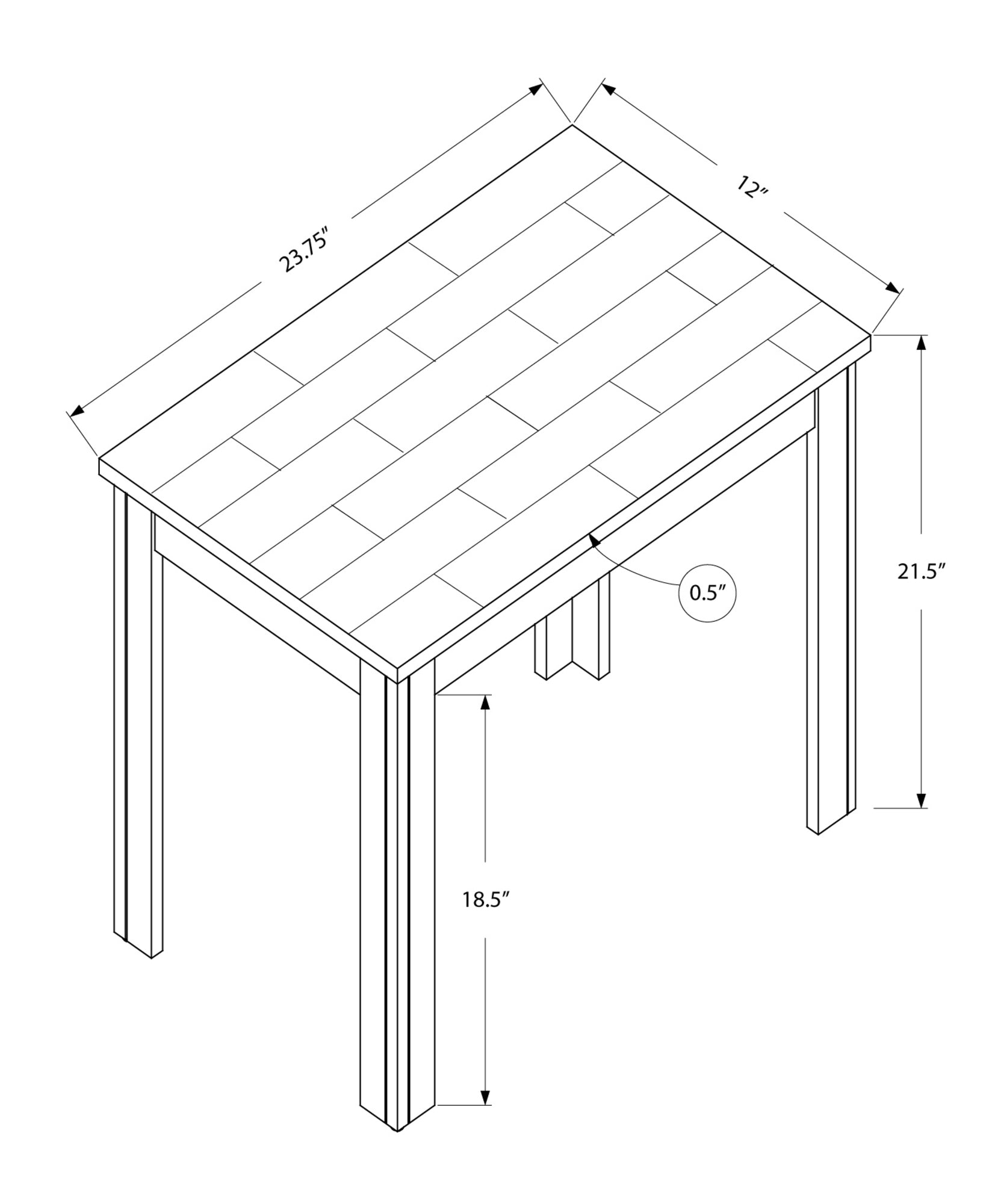 24" Gray And Black Console Table