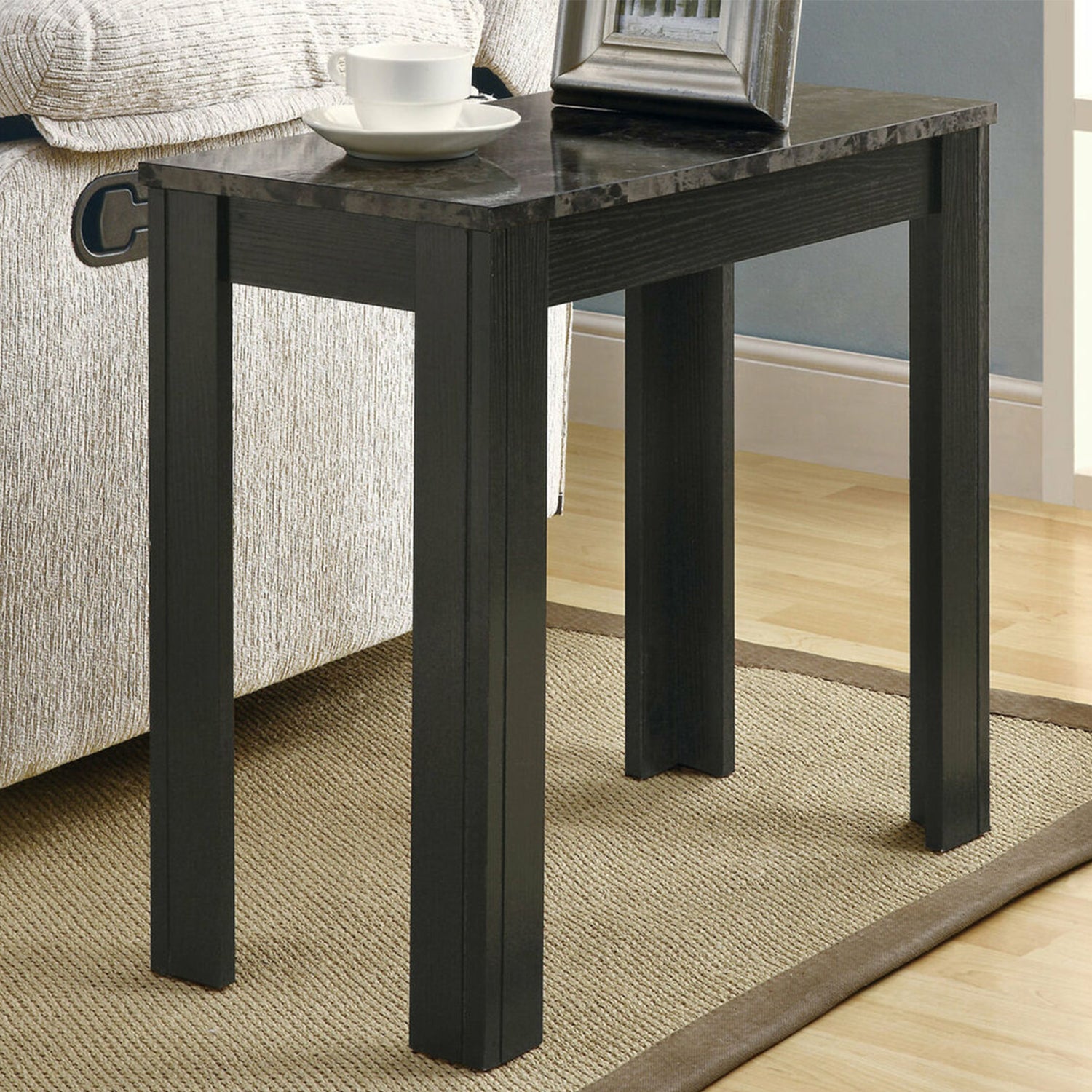 24" Gray And Black Console Table