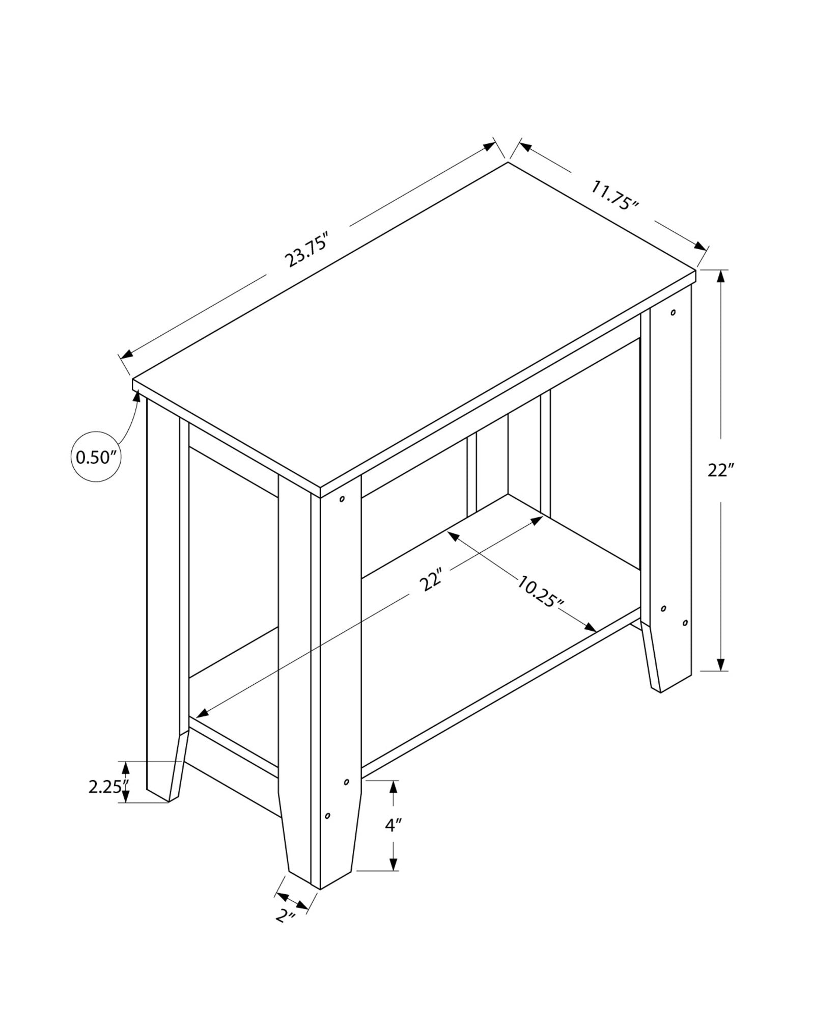 24" Gray Console Table With Storage