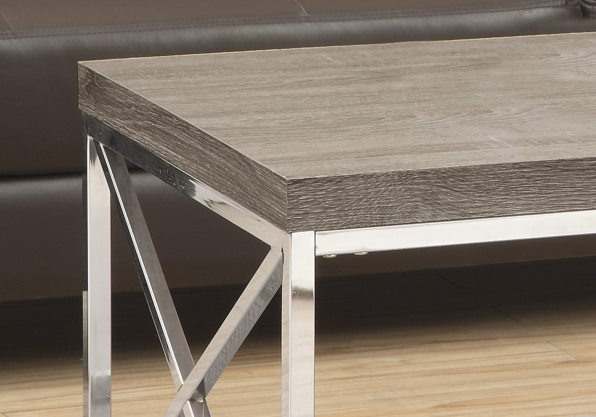 X Trestle Dark Taupe And Chrome Coffee Table