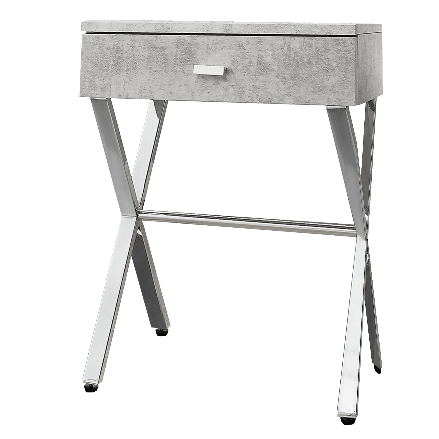 22" Silver And Gray End Table With Drawer