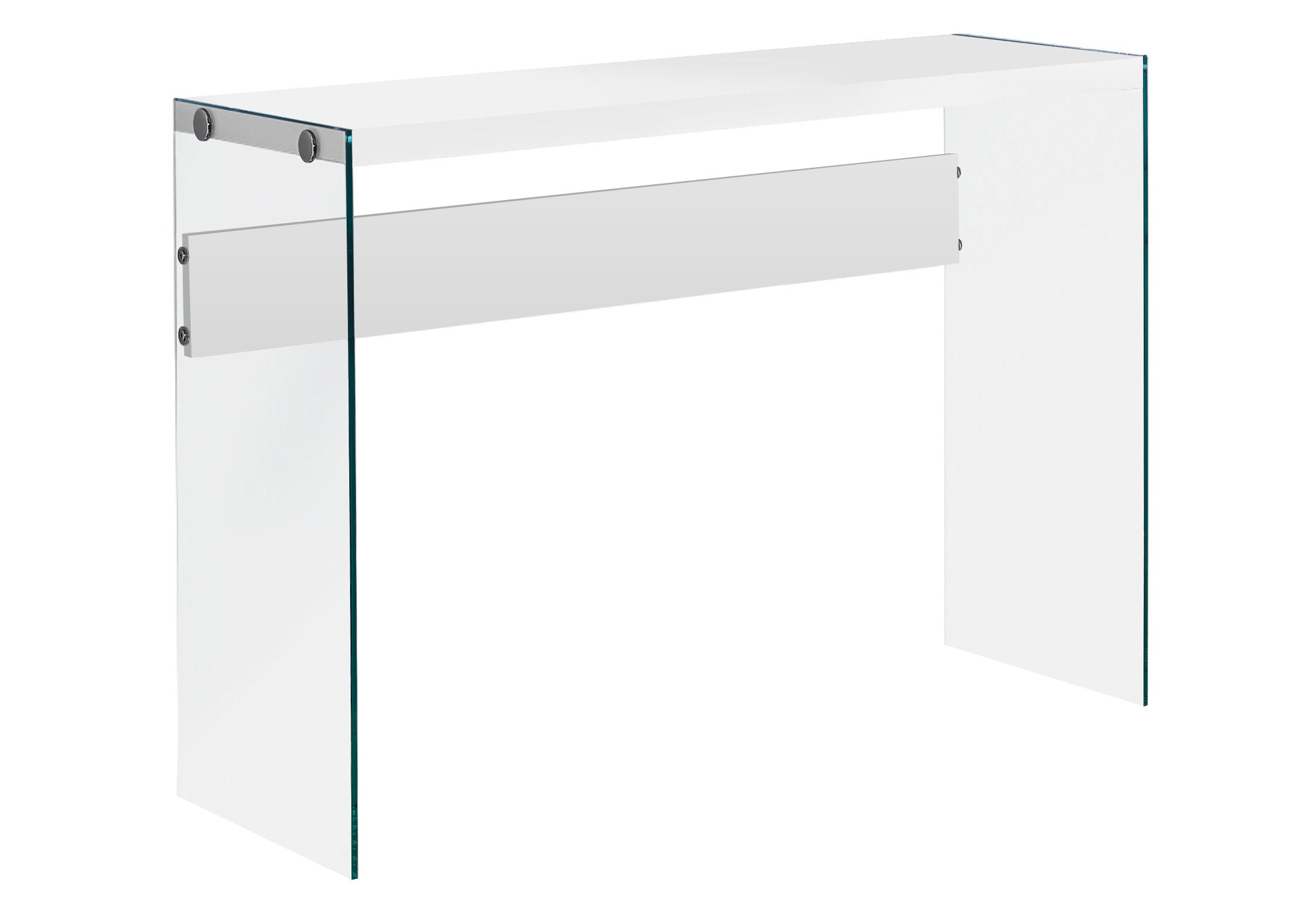 44" White And Clear Solid Console Table