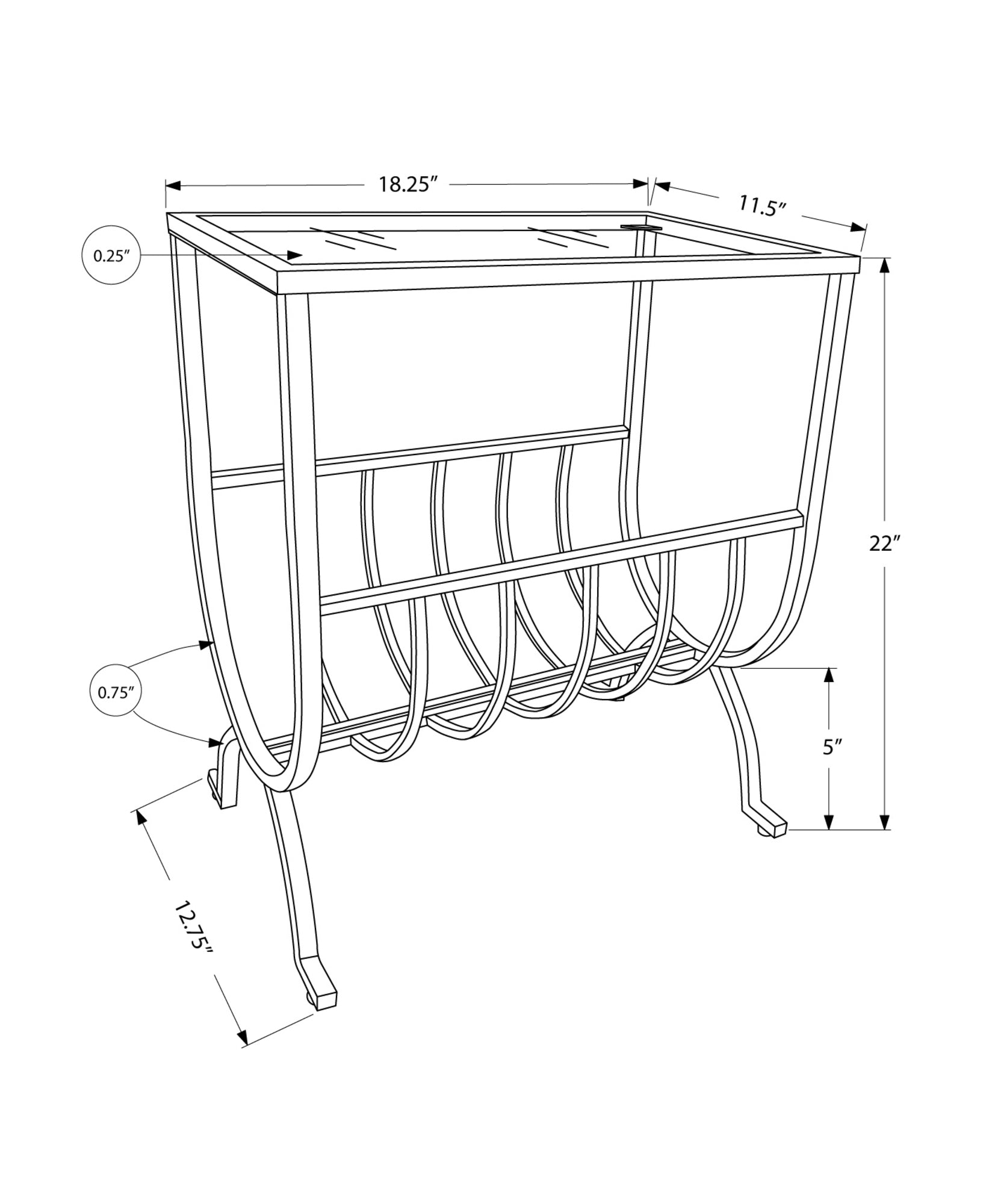 18" Clear And Black Glass Trestle Console Table With Storage