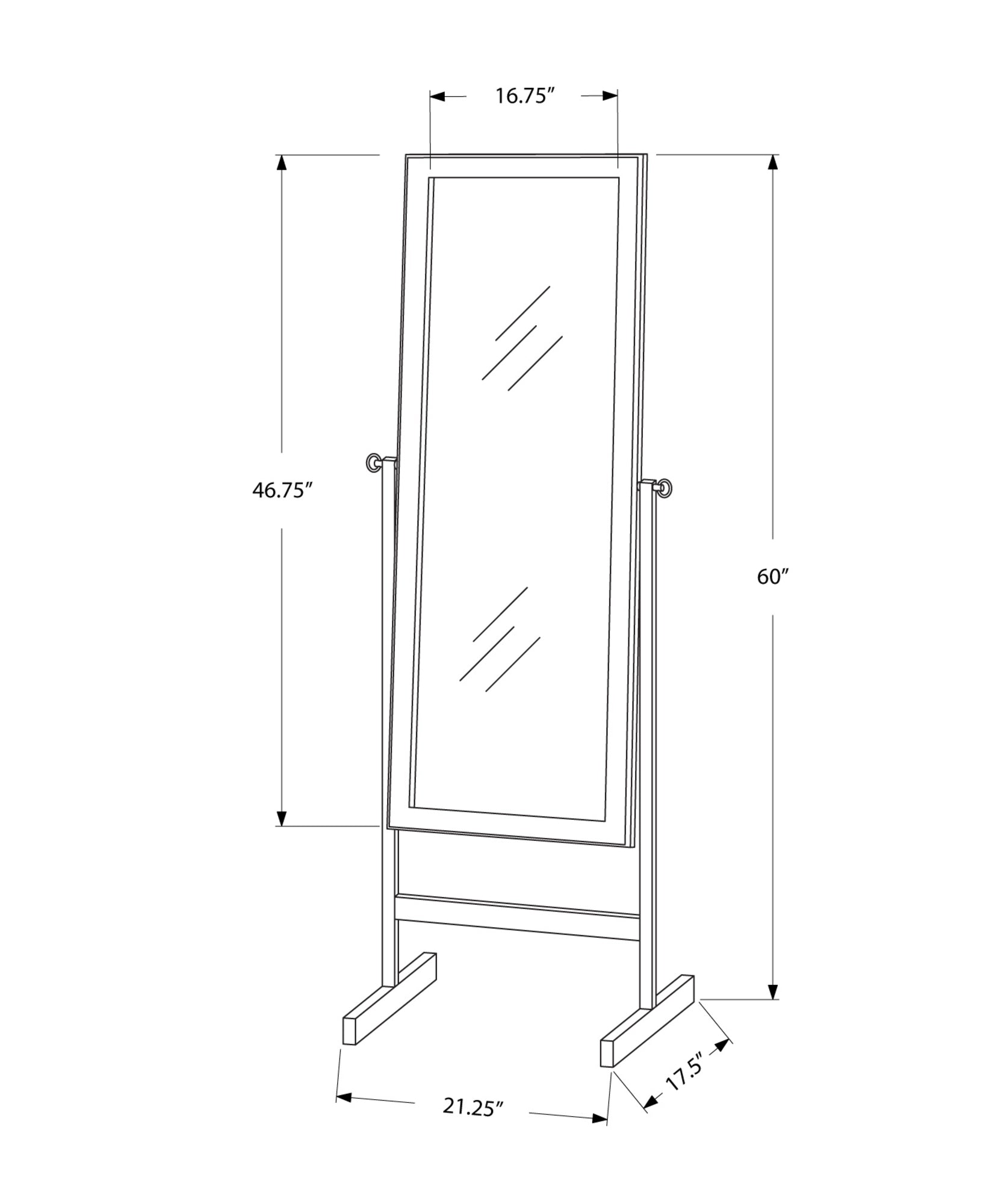 Brown Rectangle Cheval Standing Mirror