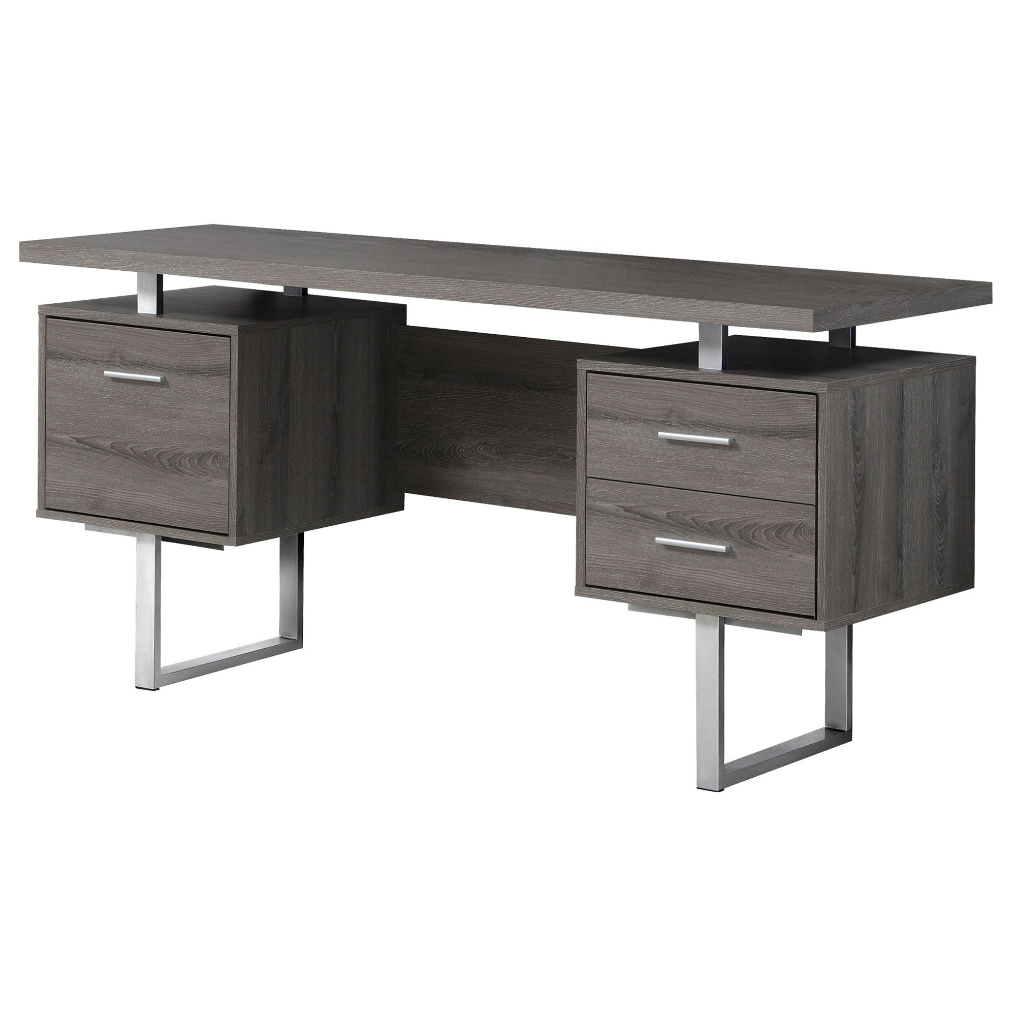 24" Taupe Rectangular Computer Desk With Three Drawers