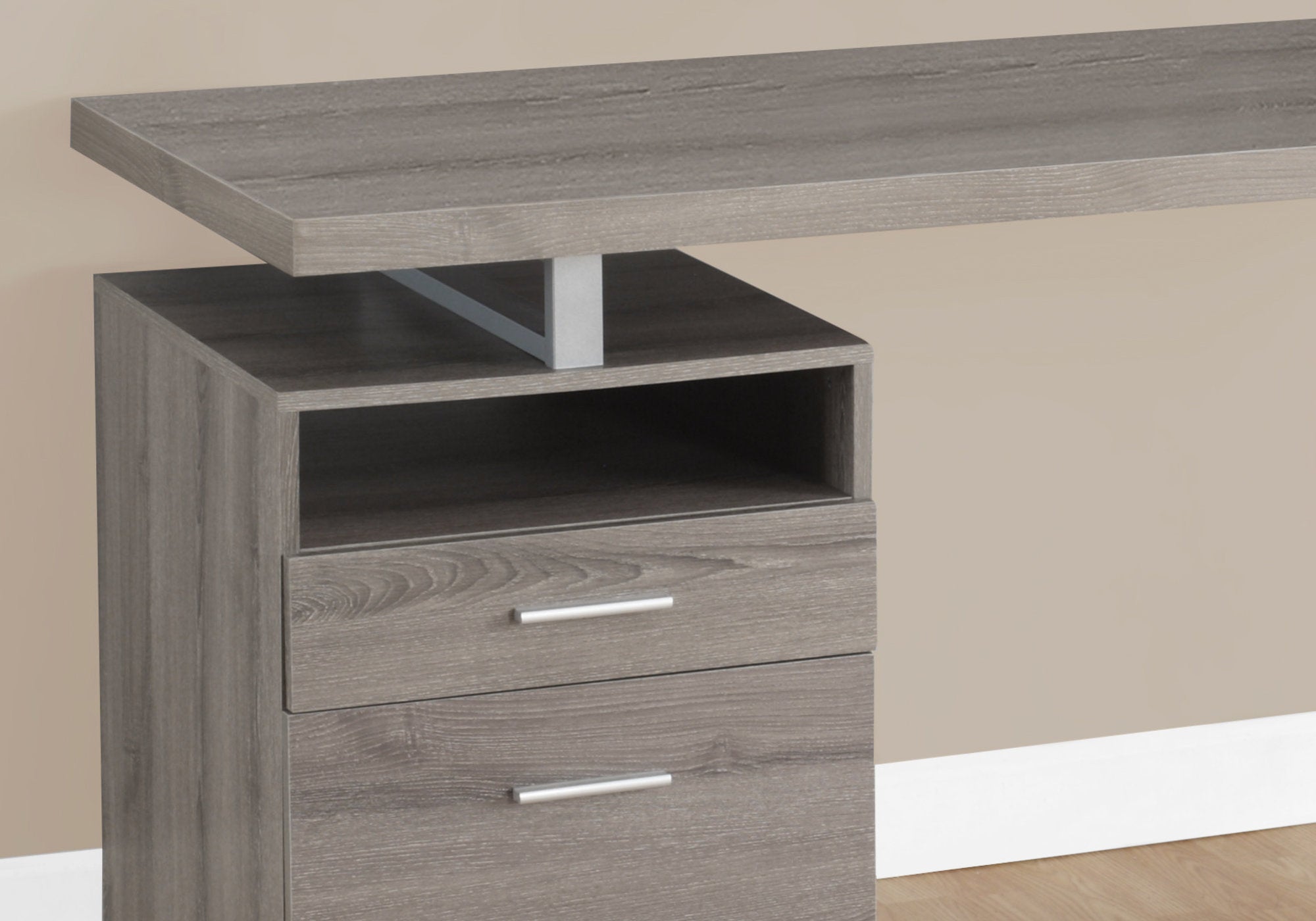 24" Taupe Rectangular Computer Desk With Two Drawers