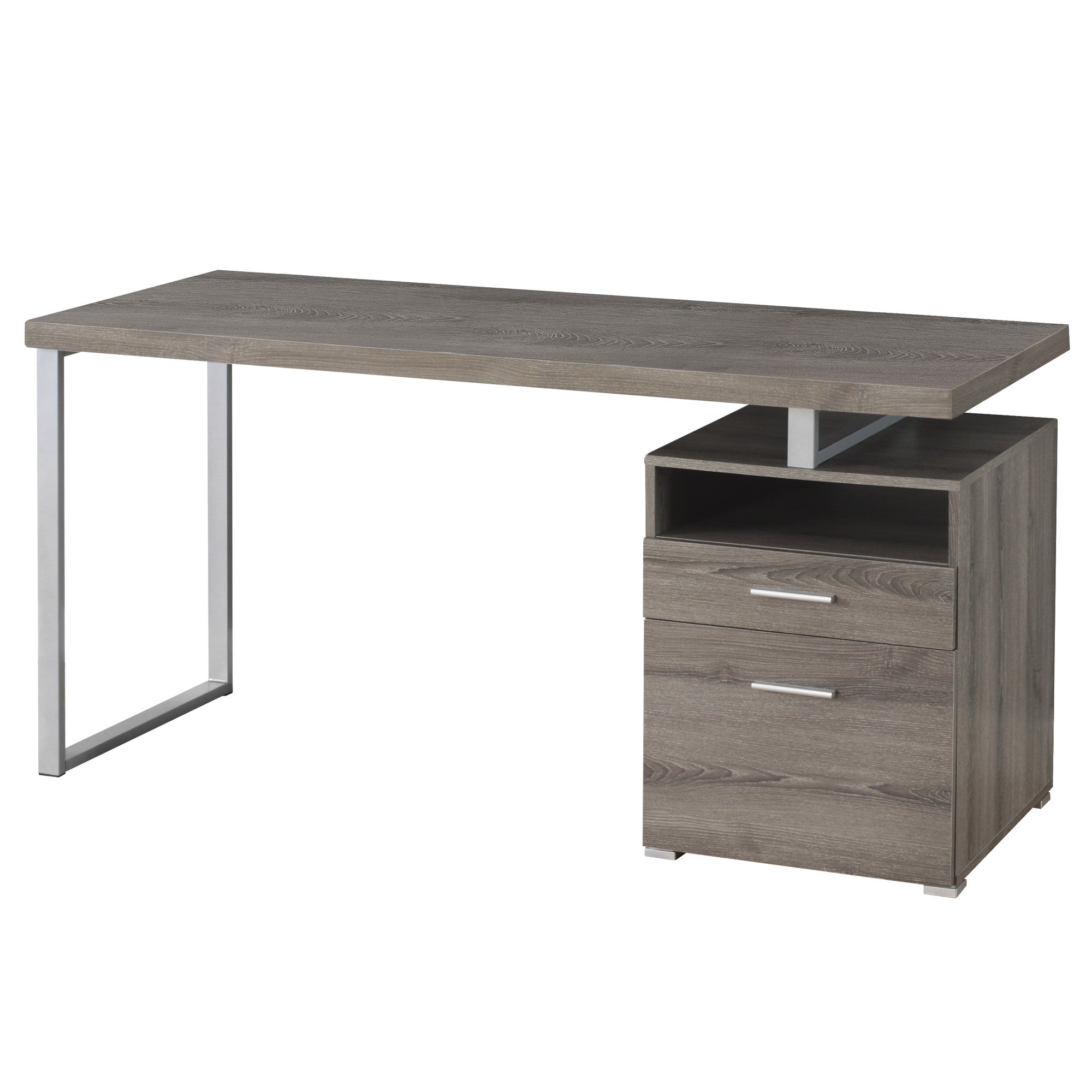 24" Taupe Rectangular Computer Desk With Two Drawers