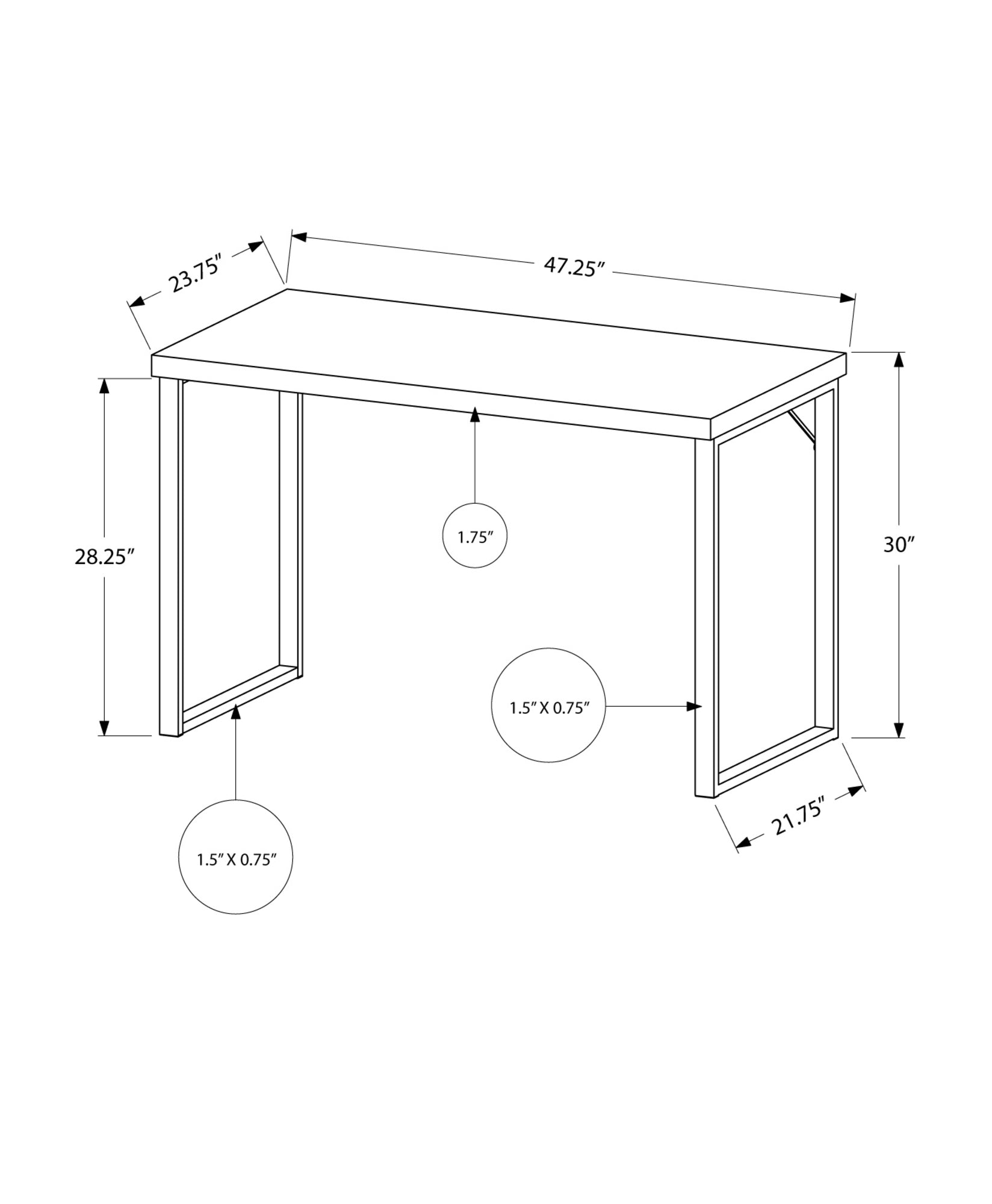 24" White Rectangular Computer Desk