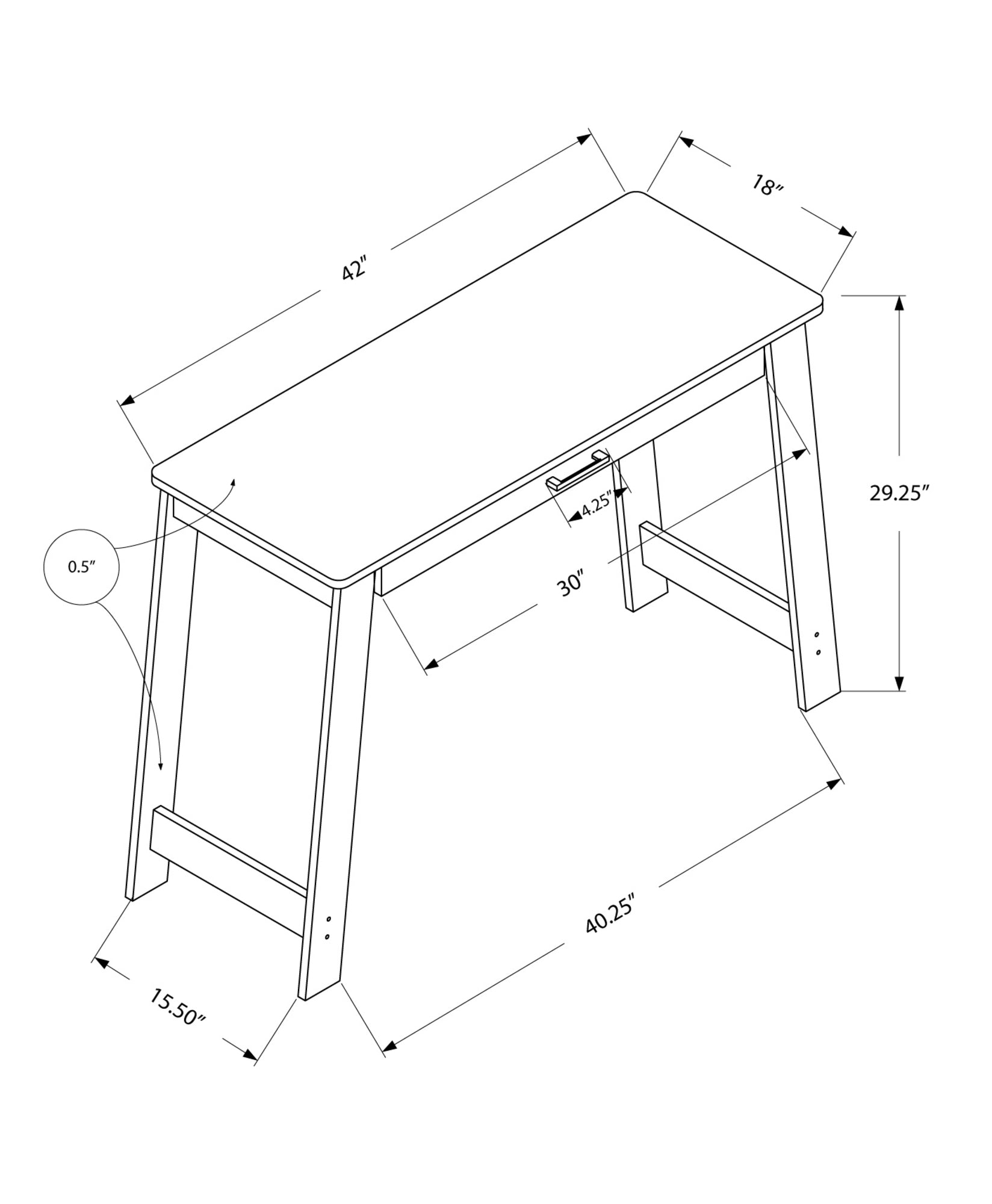 18" Brown Rectangular Computer Desk