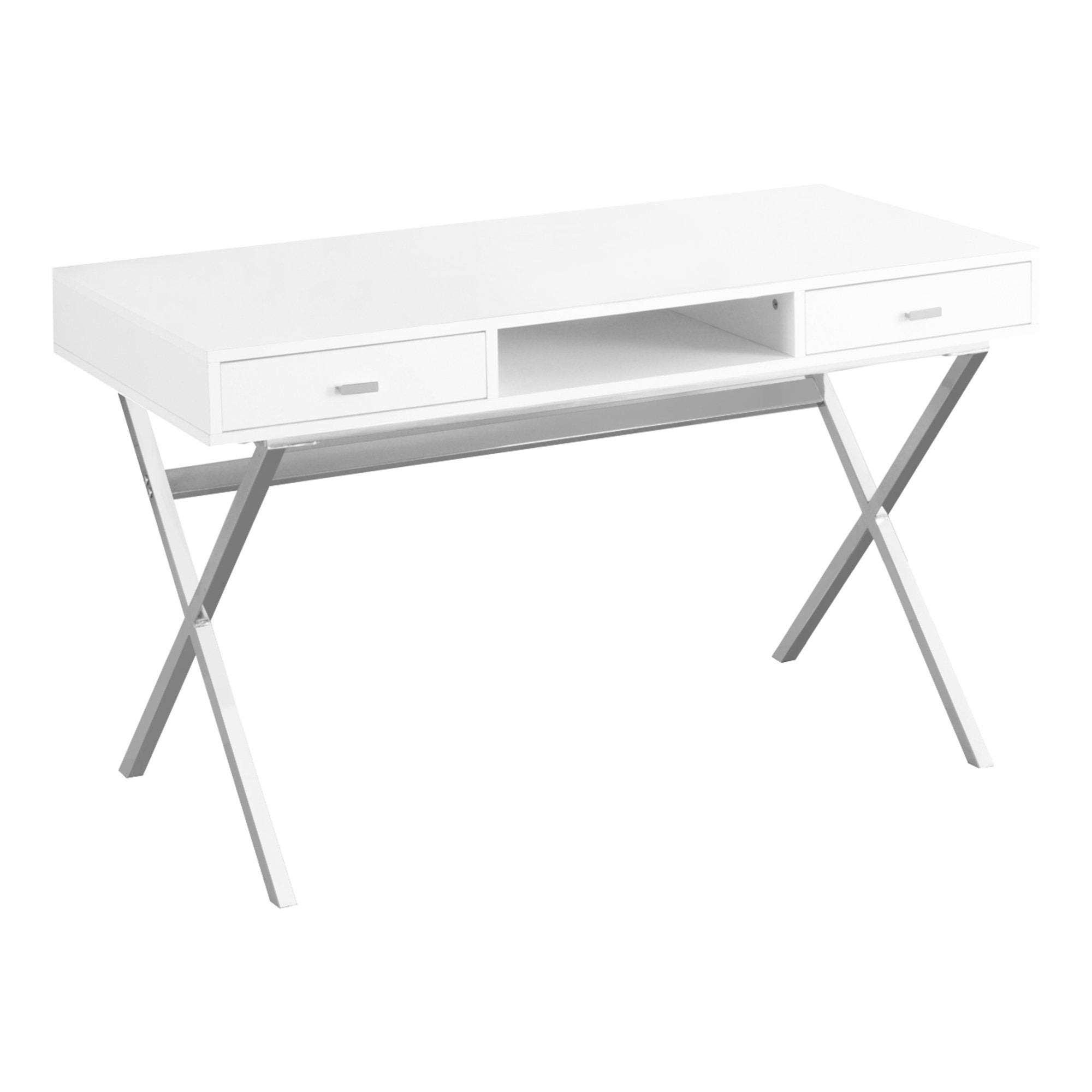 24" White Rectangular Computer Desk With Two Drawers