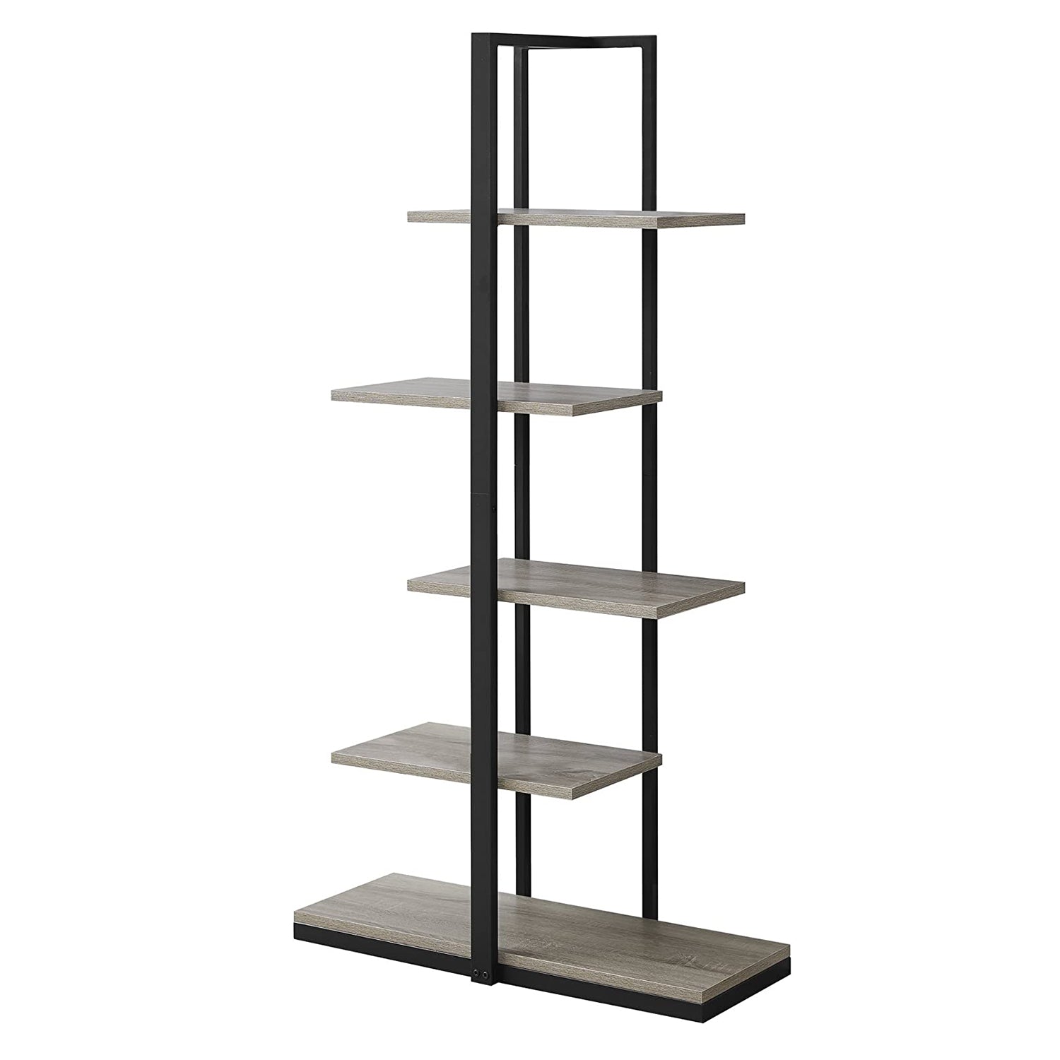 60" Taupe Metal Five Tier Etagere Bookcase