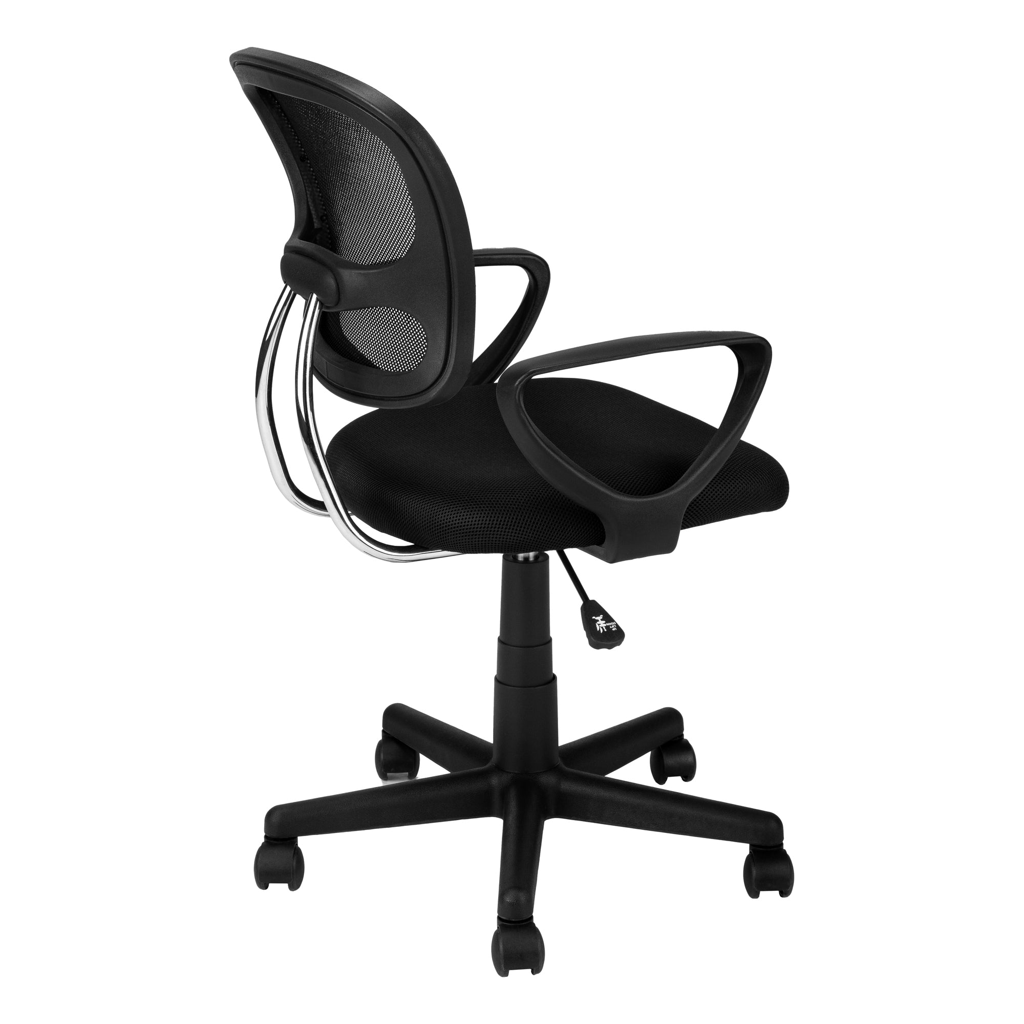 Black Polyester Seat Swivel Adjustable Task Chair Mesh Back Plastic Frame