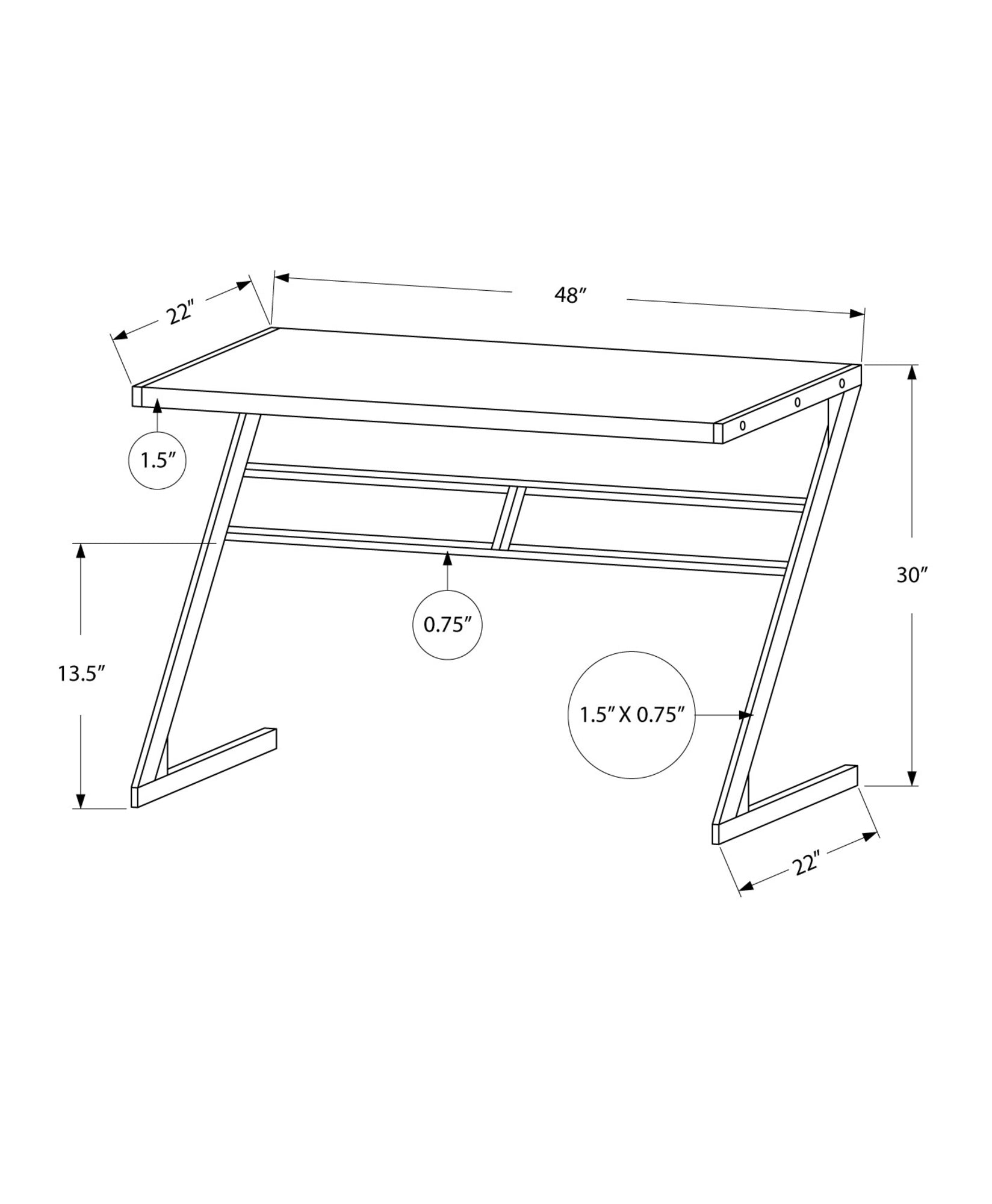 22" White Rectangular Computer Desk