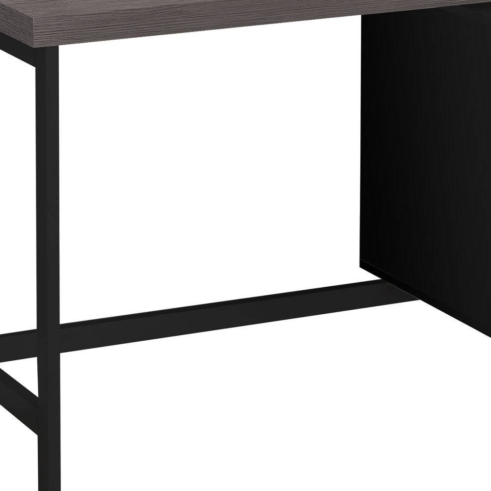 24" Grey Rectangular Computer Desk With Two Drawers