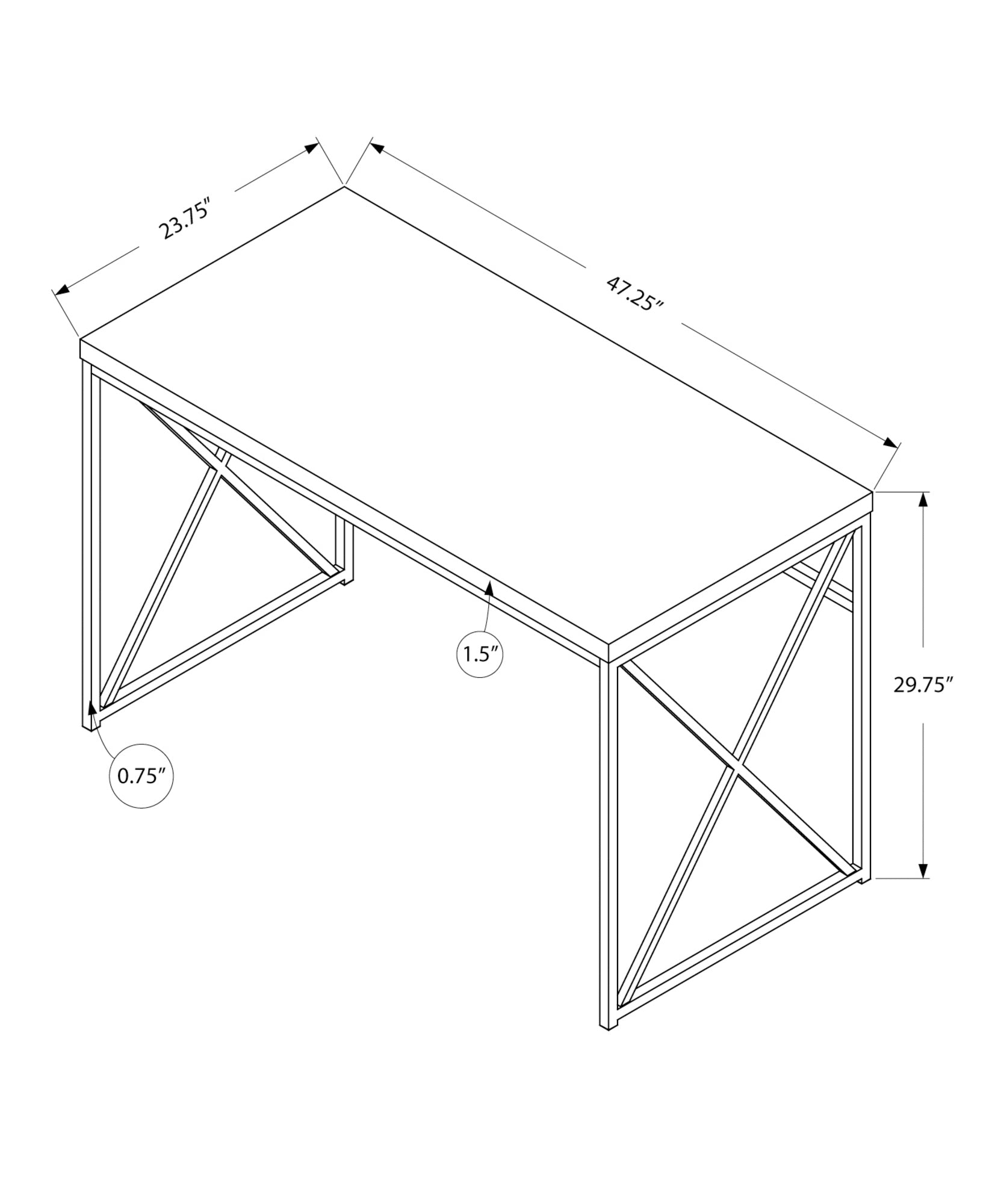 24" Grey Rectangular Computer Desk