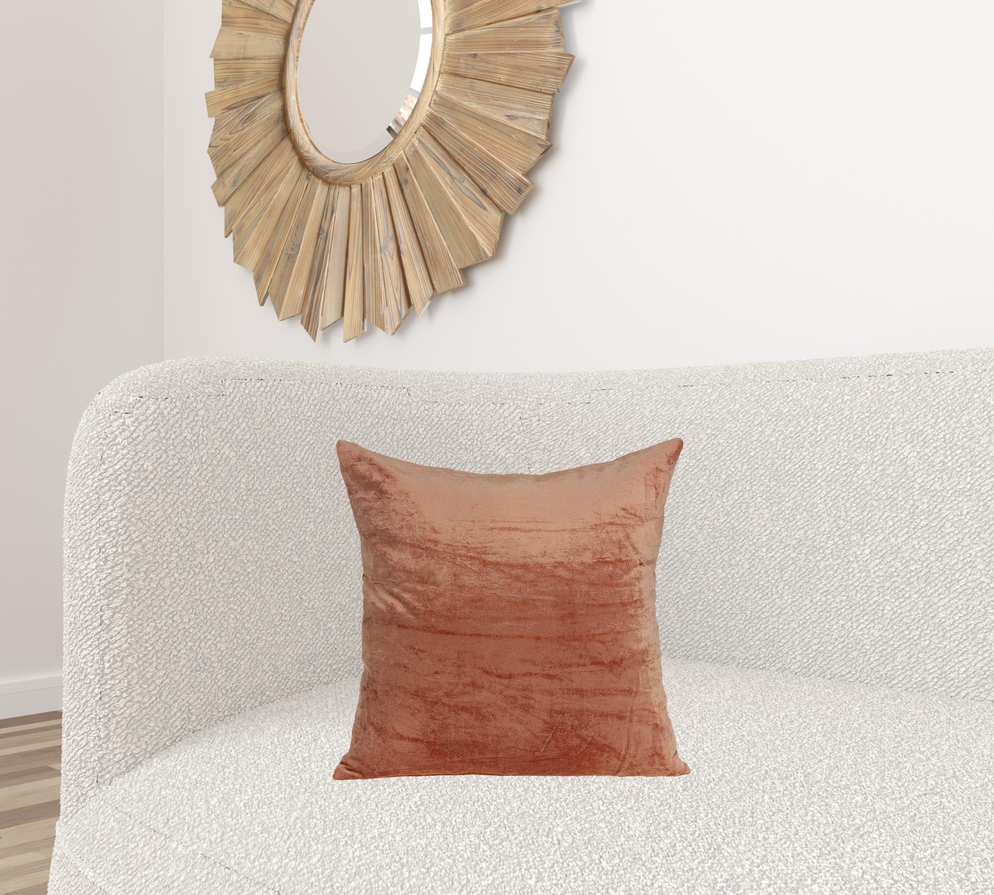 18" X 7" X 18" Transitional Orange Solid Pillow Cover With Poly Insert