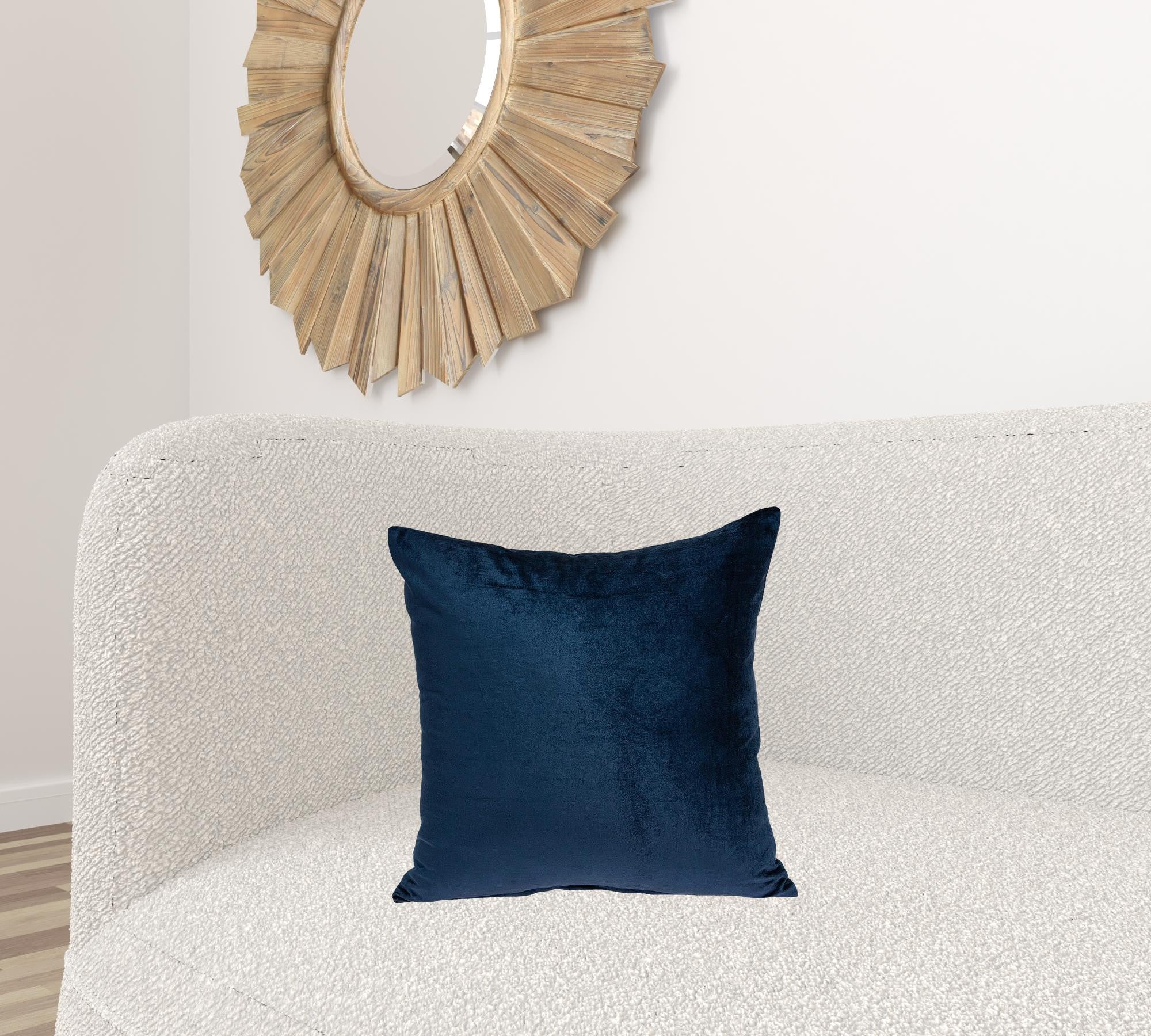 18" X 7" X 18" Transitional Navy Blue Solid Pillow Cover With Poly Insert