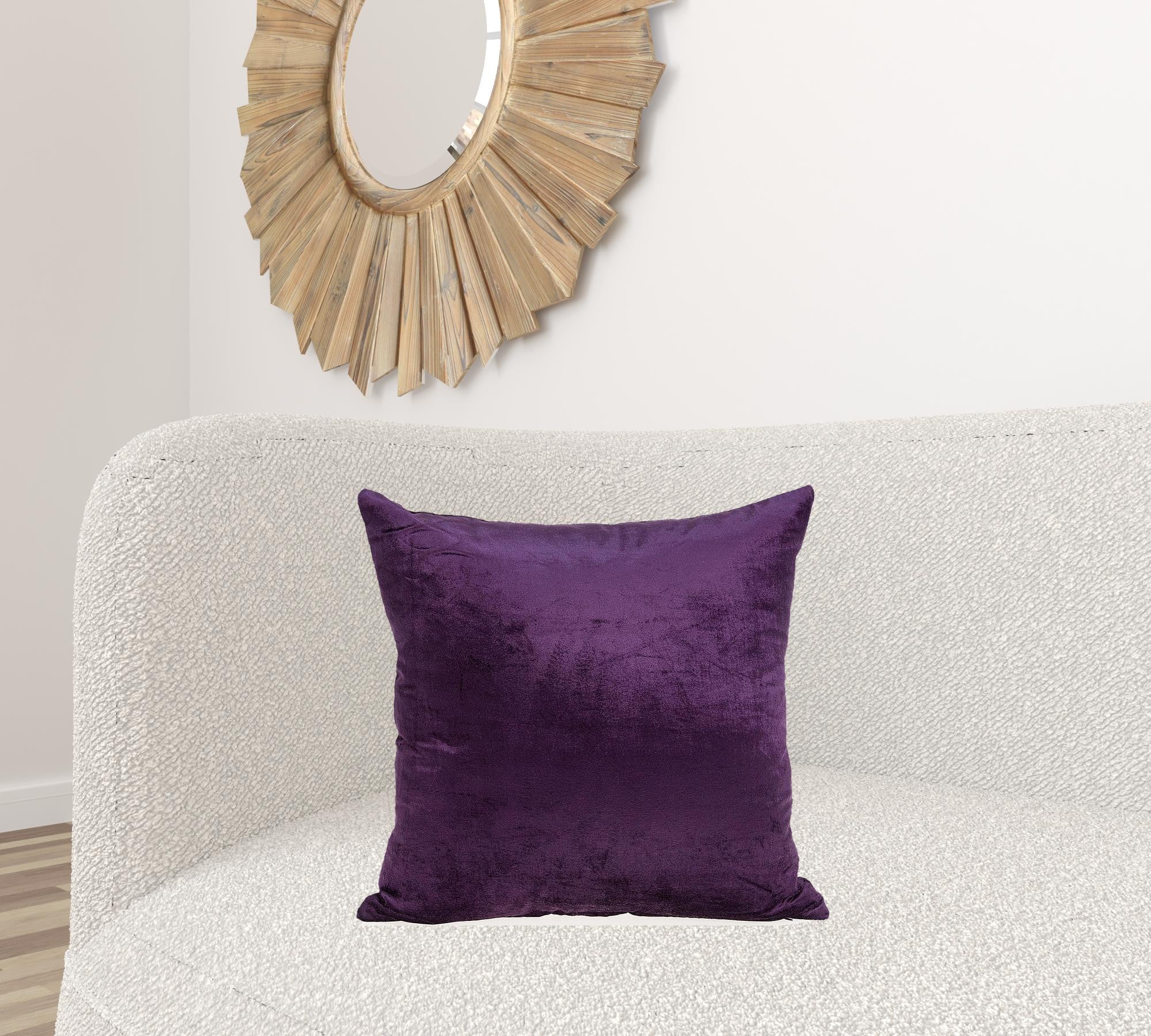 20" X 7" X 20" Transitional Purple Solid Pillow Cover With Poly Insert